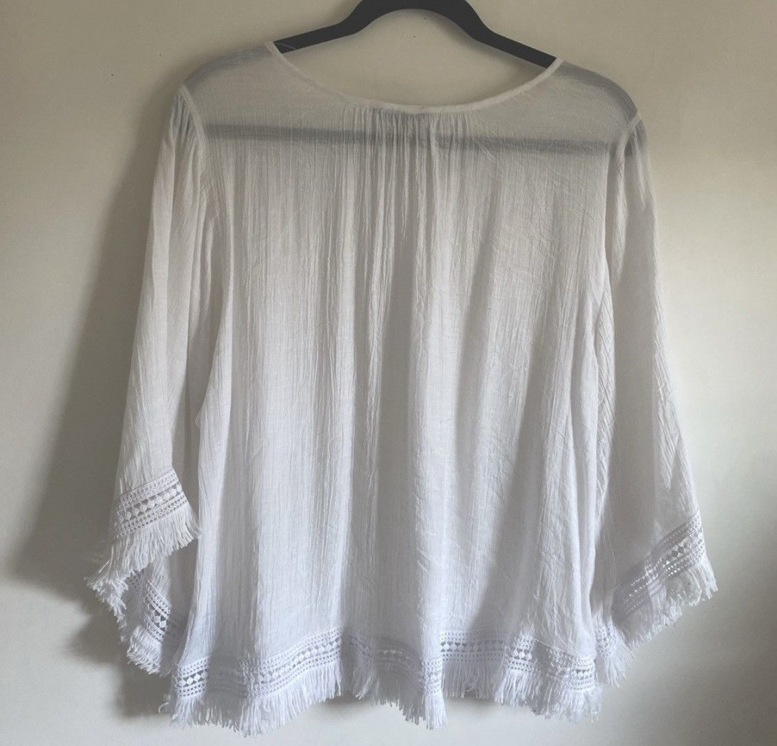Other UNIQUE SPECTRUM WHITE BOHO EYELET FRINGED TOP SHIRT Size L / US 10 / IT 46 - 9 Thumbnail