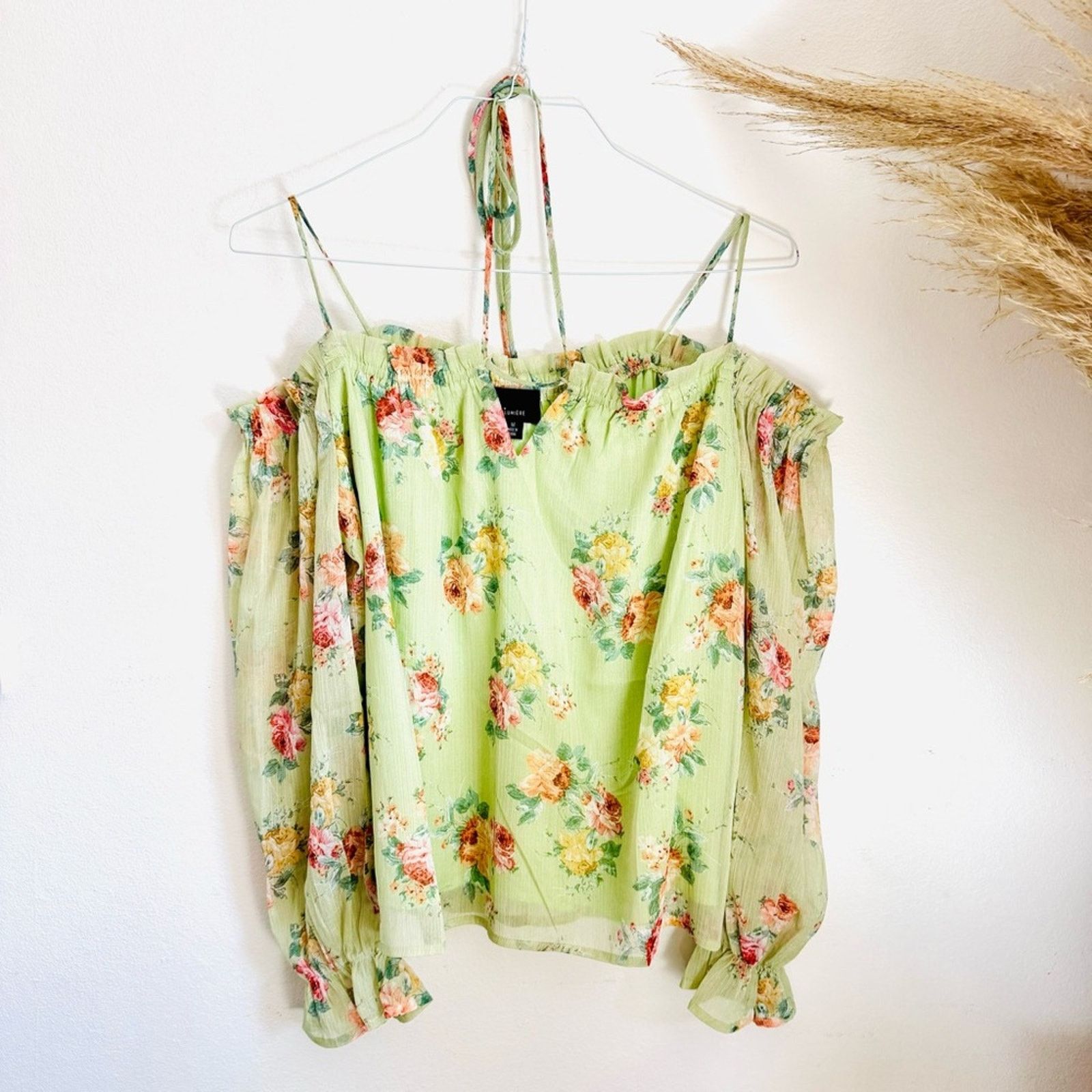 Anthropologie NEW ANTHROPOLOGIE Mint Green Floral Tank Blouse Shirt Top M Size M / US 6-8 / IT 42-44 - 3 Thumbnail