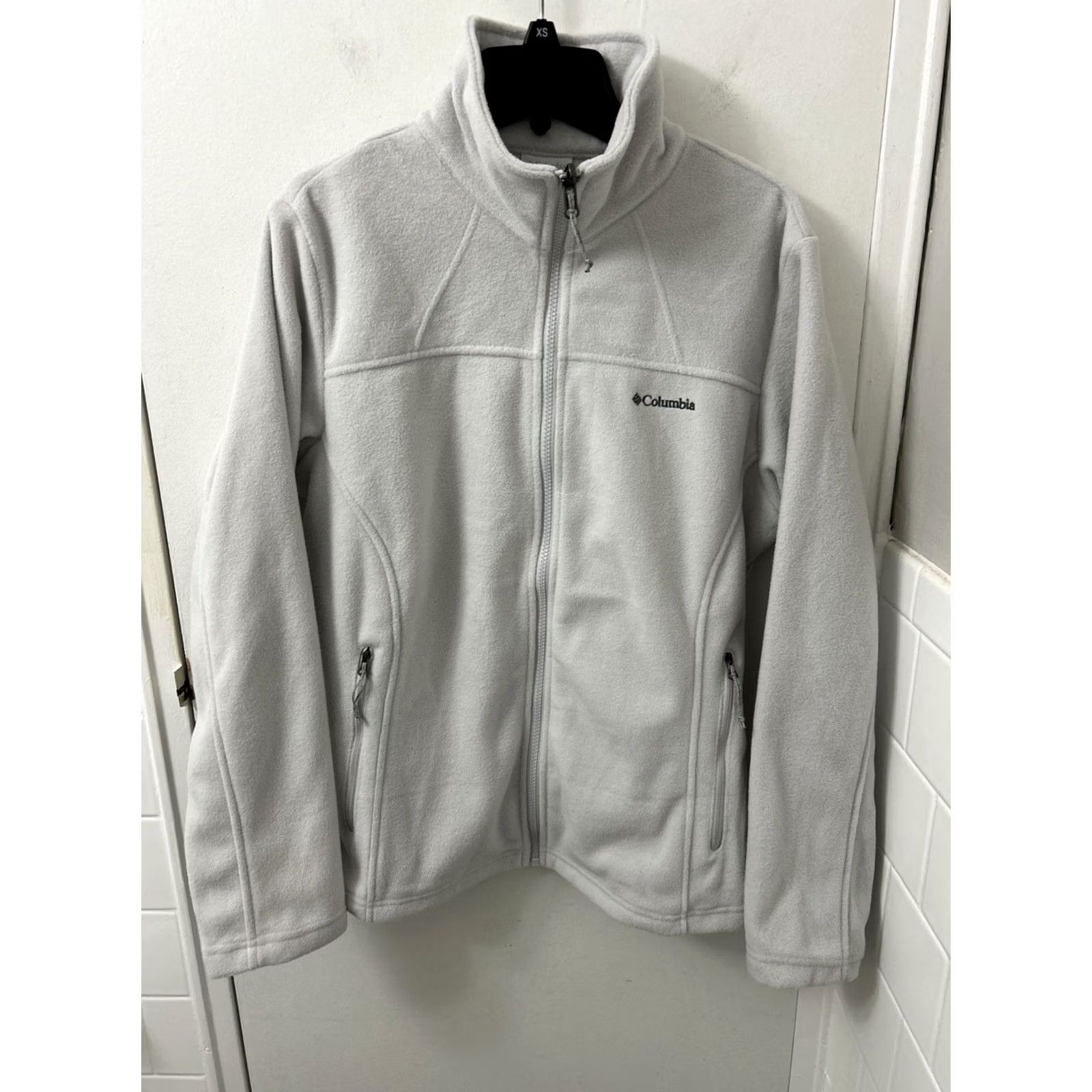 Vintage Columbia Fleece Jacket Womens Large Gray Full Zip Sweatshirt Pockets L/S Size L / US 10 / IT 46 - 2 Thumbnail