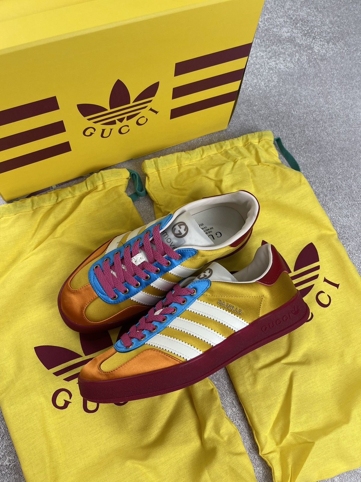 Adidas x Gucci Gazelle Yellow/White/Red Sneakers Size 36 2/3