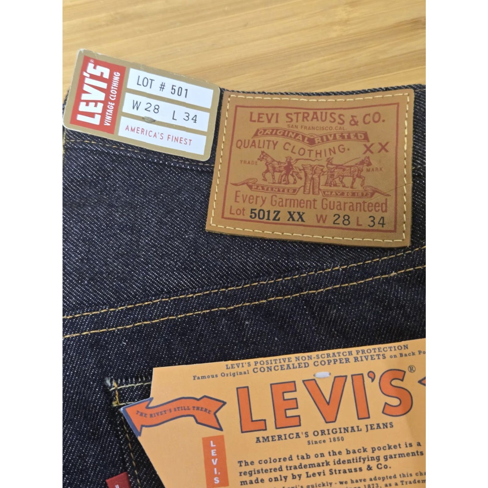 Levi's VINTAGE Levi's 501Z XX Jeans Mens 28x34 Raw Selvedge Denim Dark Blue 1954 LVC Vintage Size US 28 / EU 44 - 4 Thumbnail