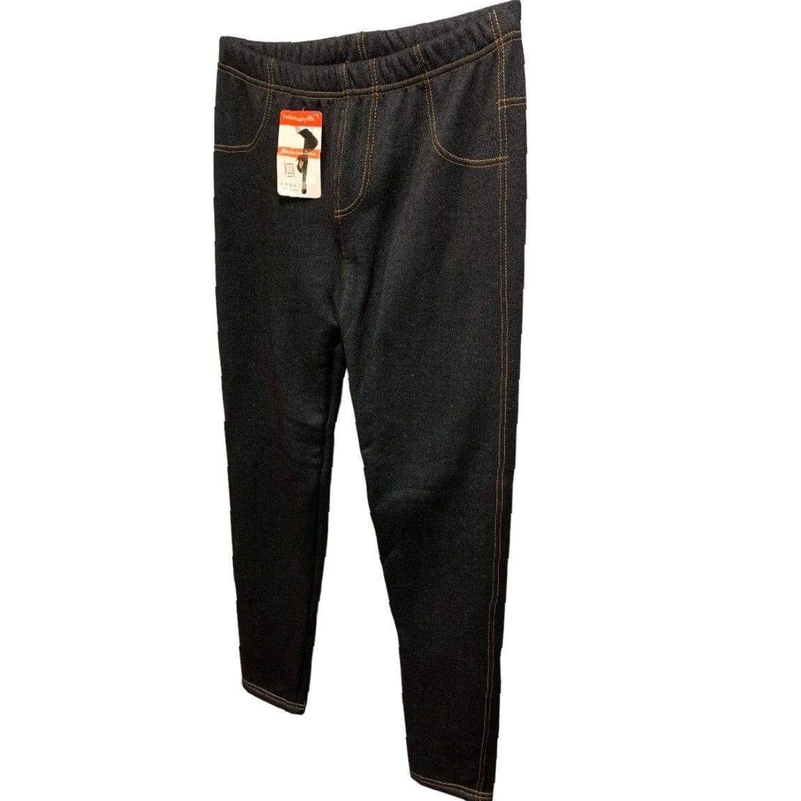 Vintage Ming Hui Women's Denim Look Fleece Lined Leggings Jeggings Blue XL Size 40" / US 18 - 4 Thumbnail