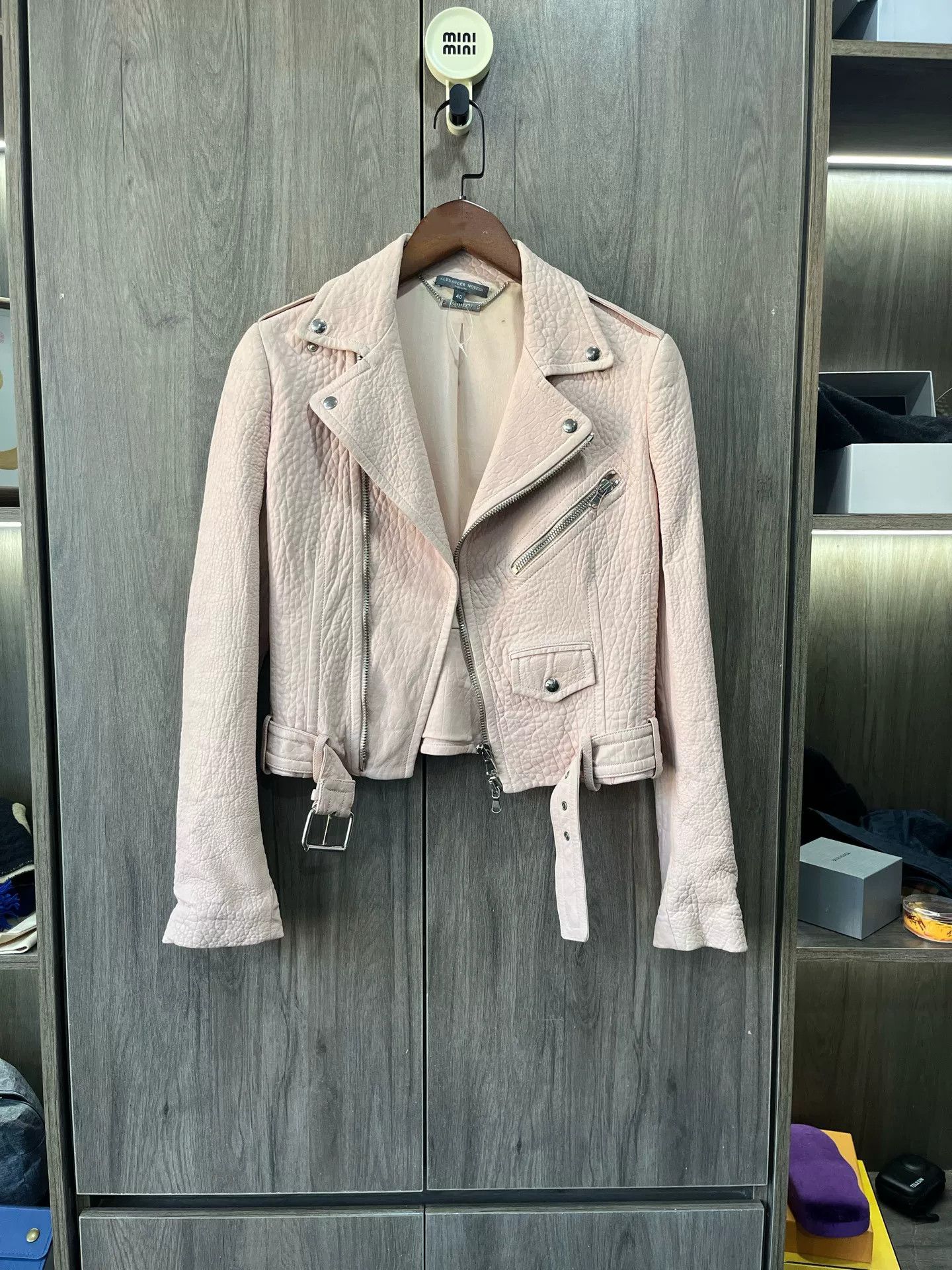 Alexander McQueen Alexander McQueen Pink Embossed Biker Jacket Size S / US 4 / IT 40 - 1 Thumbnail