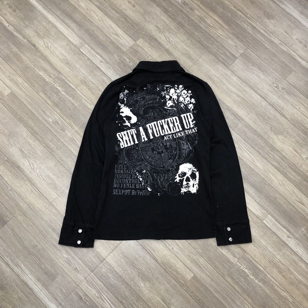 14th Addiction × If Six Was Nine × Japanese Brand 2000s Sex Pot Revenge Skulls Poem Grunge Punk Style Shirt Size S / US 4 / IT 40 - 1 Thumbnail