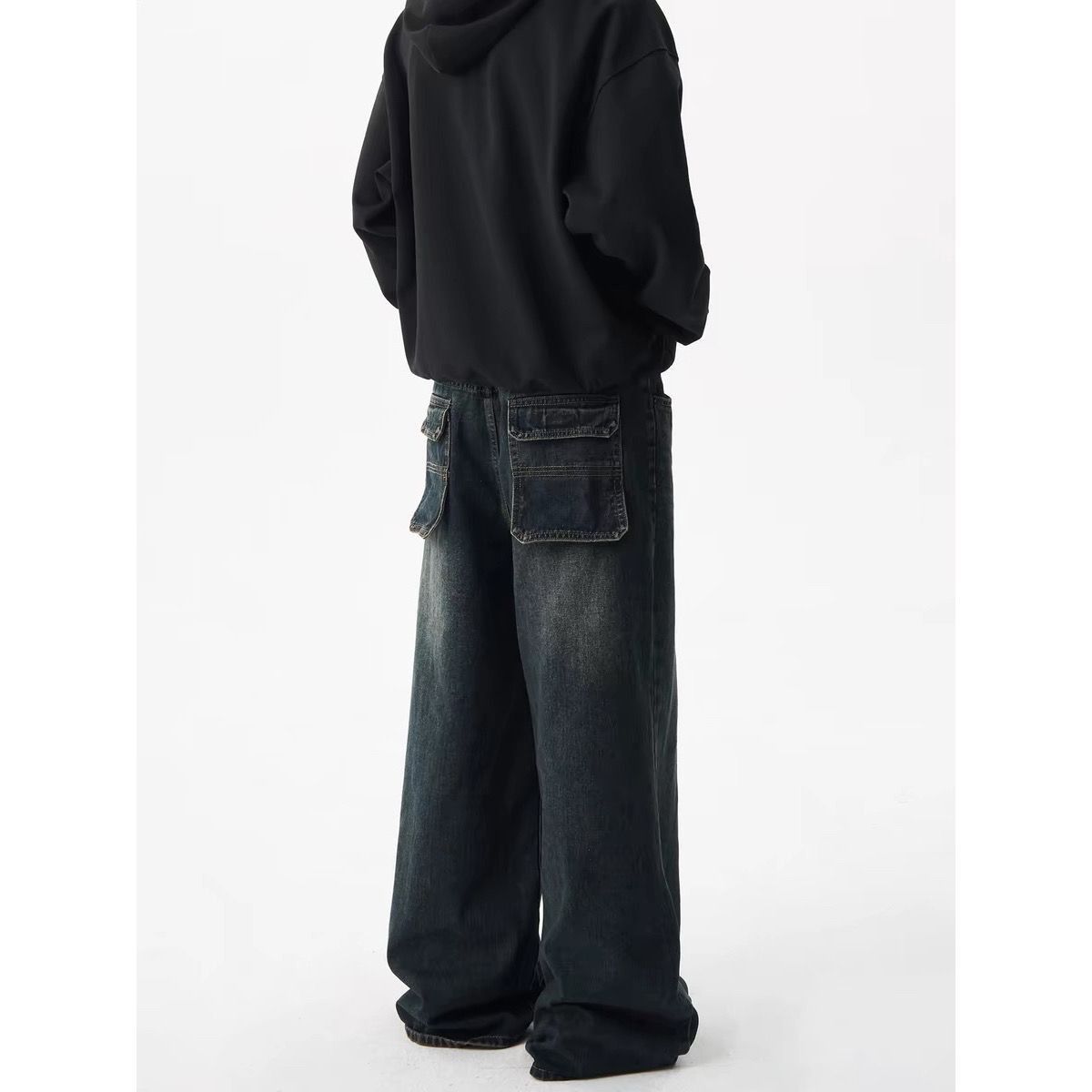 Japanese Brand × Vintage American washed loose wide leg casual jeans for men Size US 29 - 6 Thumbnail