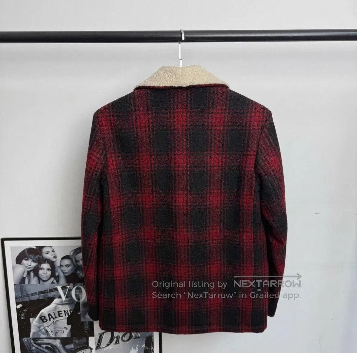 Saint Laurent Paris Saint Laurent Plaid Shearling Collar Coat. Size US S / EU 44-46 / 1 - 2 Thumbnail