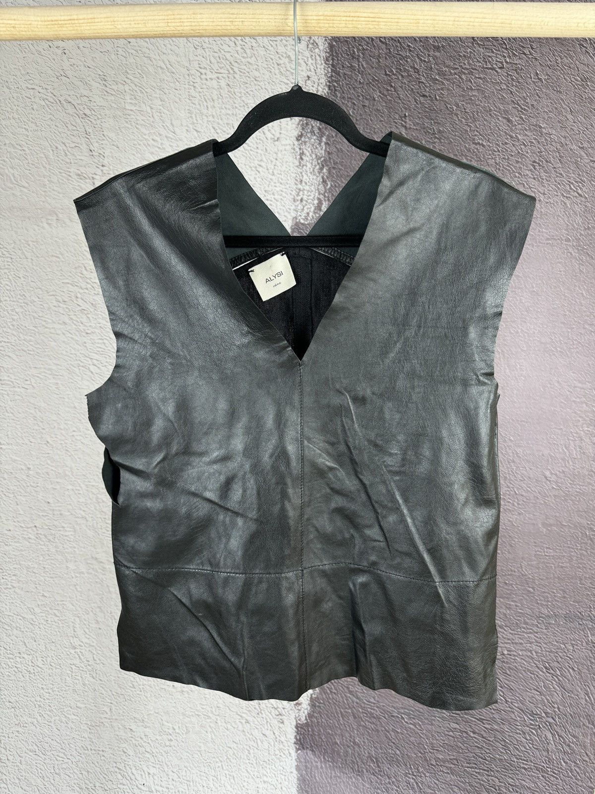 Designer × Genuine Leather Alysi creme black leather linen vest Size XS / US 0-2 / IT 36-38 - 2 Thumbnail
