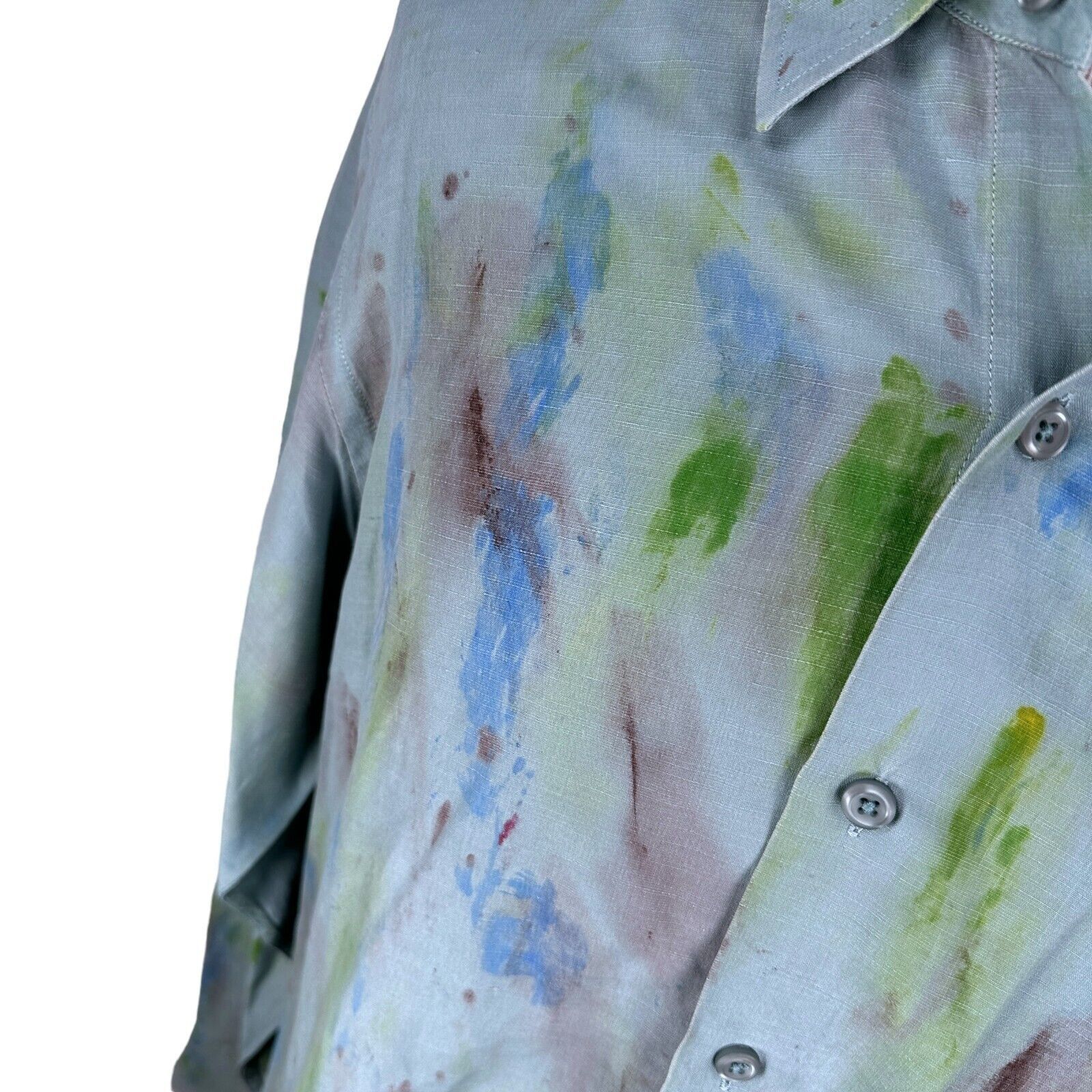 The Unbranded Brand Tulliano Paint Splatter Shirt Mens Large Silk Button Up Size US L / EU 52-54 / 3 - 3 Thumbnail