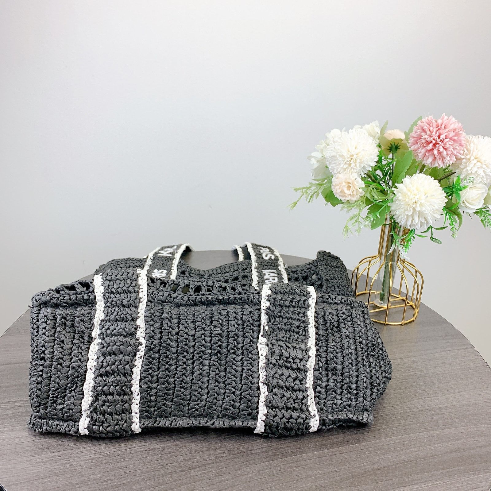Karl Lagerfeld Karl Lagerfeld LH3AL2DF ANTIBES STRAWLOGO STRAPTOTE IN BLACK Size ONE SIZE - 6 Thumbnail