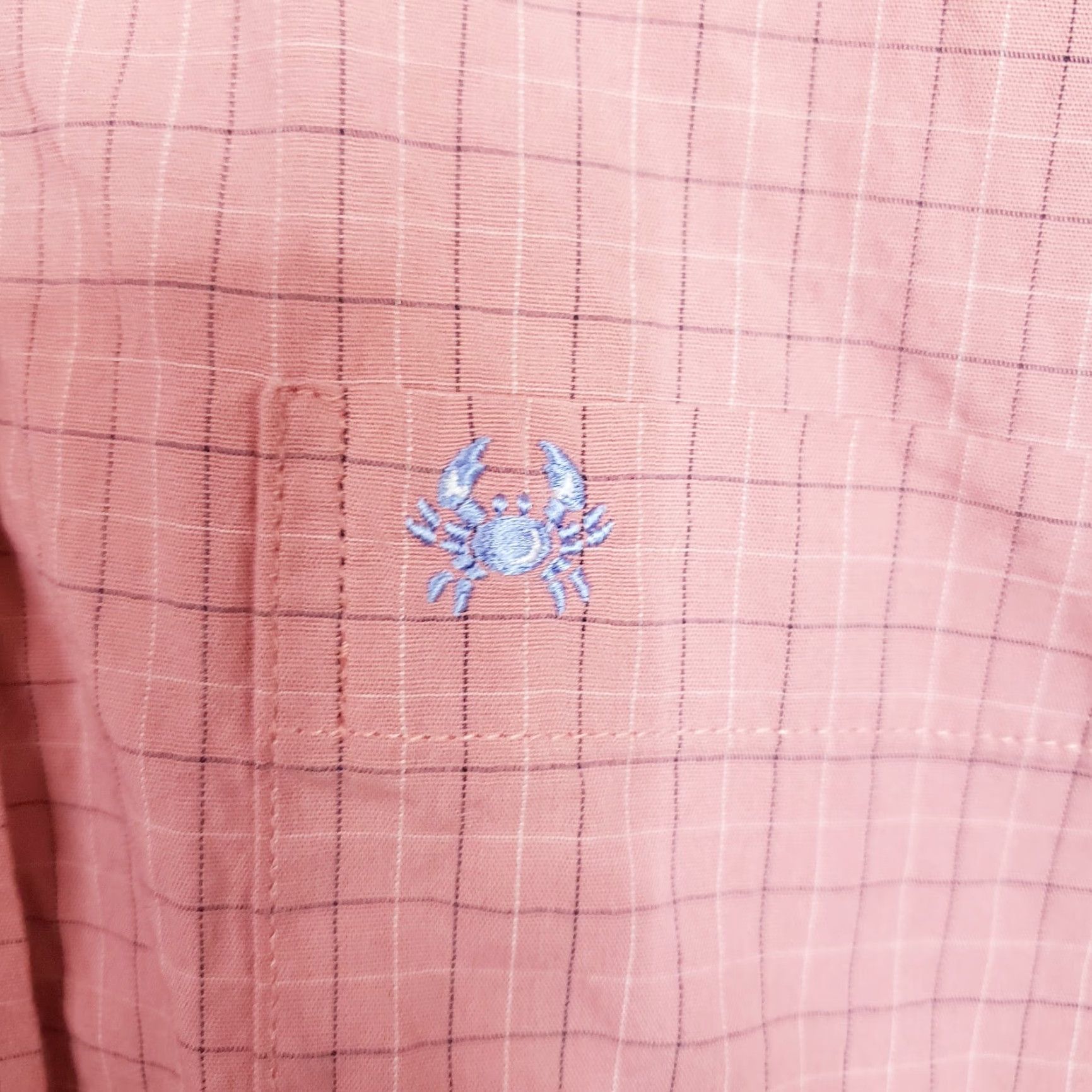 Vintage Coast Huntington Shirt Plaid Button-Up XL Men Pink Coral Crab Logo Embroidered Collared Long Sleeve Size US XL / EU 56 / 4 - 7 Thumbnail