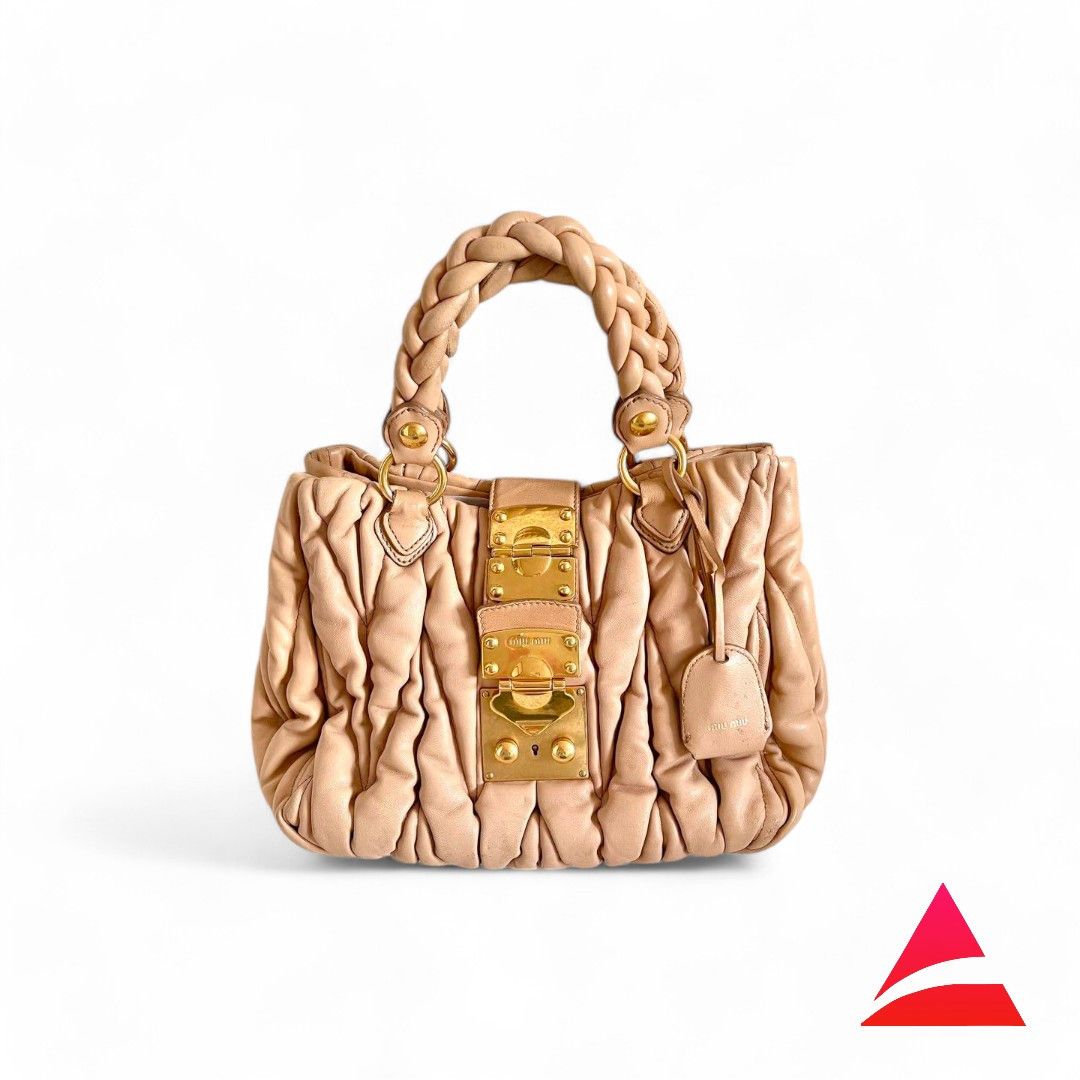 Miu Miu Miu Miu - Matelasse Handbag Beige Pink Gold Hardware Handbag Size ONE SIZE - 1 Thumbnail