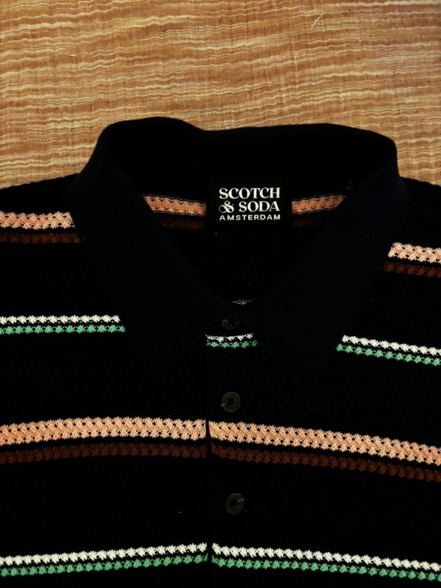 Scotch & Soda Striped Knit Polo Size US L / EU 52-54 / 3 - 2 Thumbnail