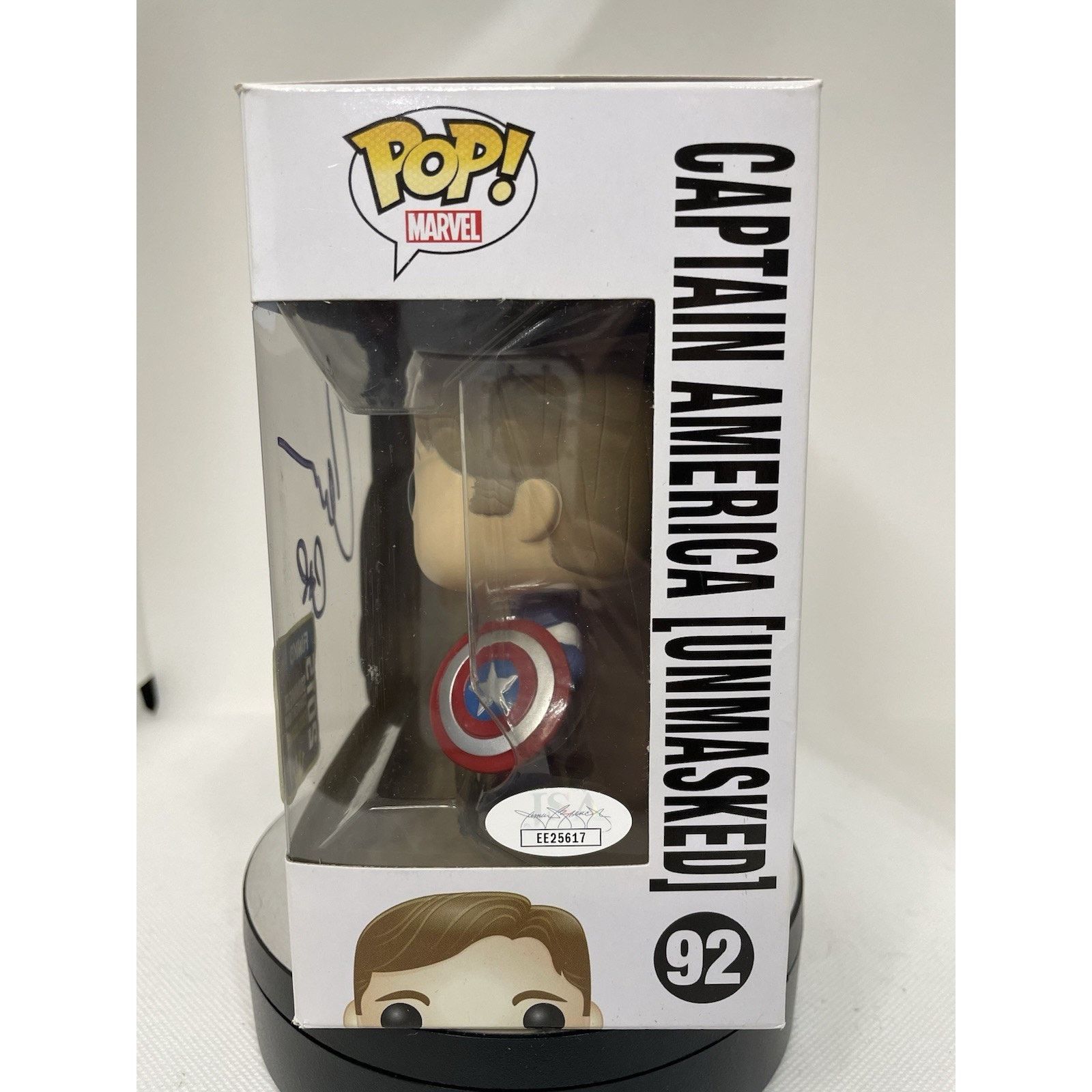 Marvel Comics Funko Pop Captain America Unmasked 93 Signed By Chris Evans Size ONE SIZE - 3 Thumbnail