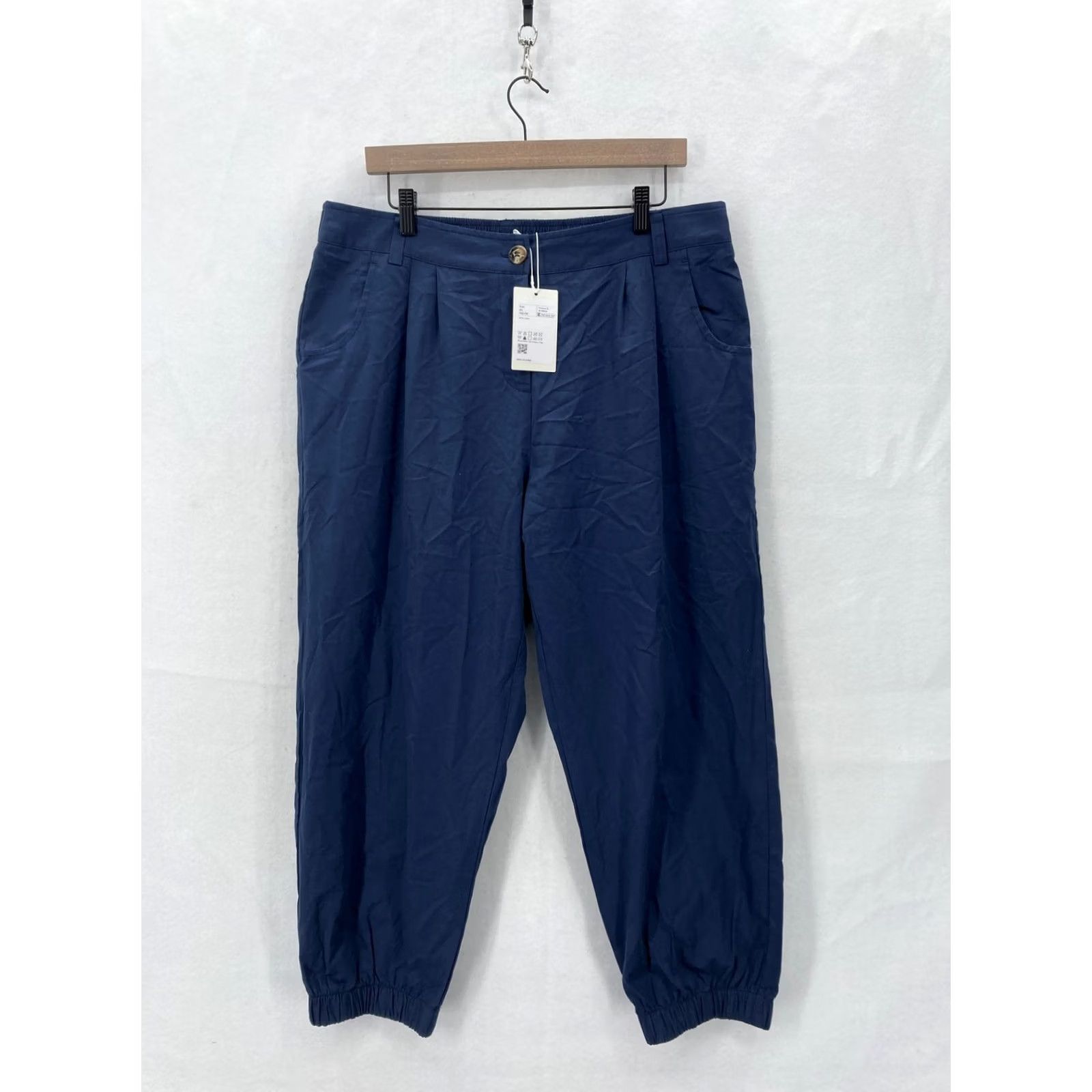 Vintage Halara Pants Womens XL Blue Jogger Elastic Waist Pockets Cuffed Ankle Pleated Size 40" / US 18 - 2 Thumbnail