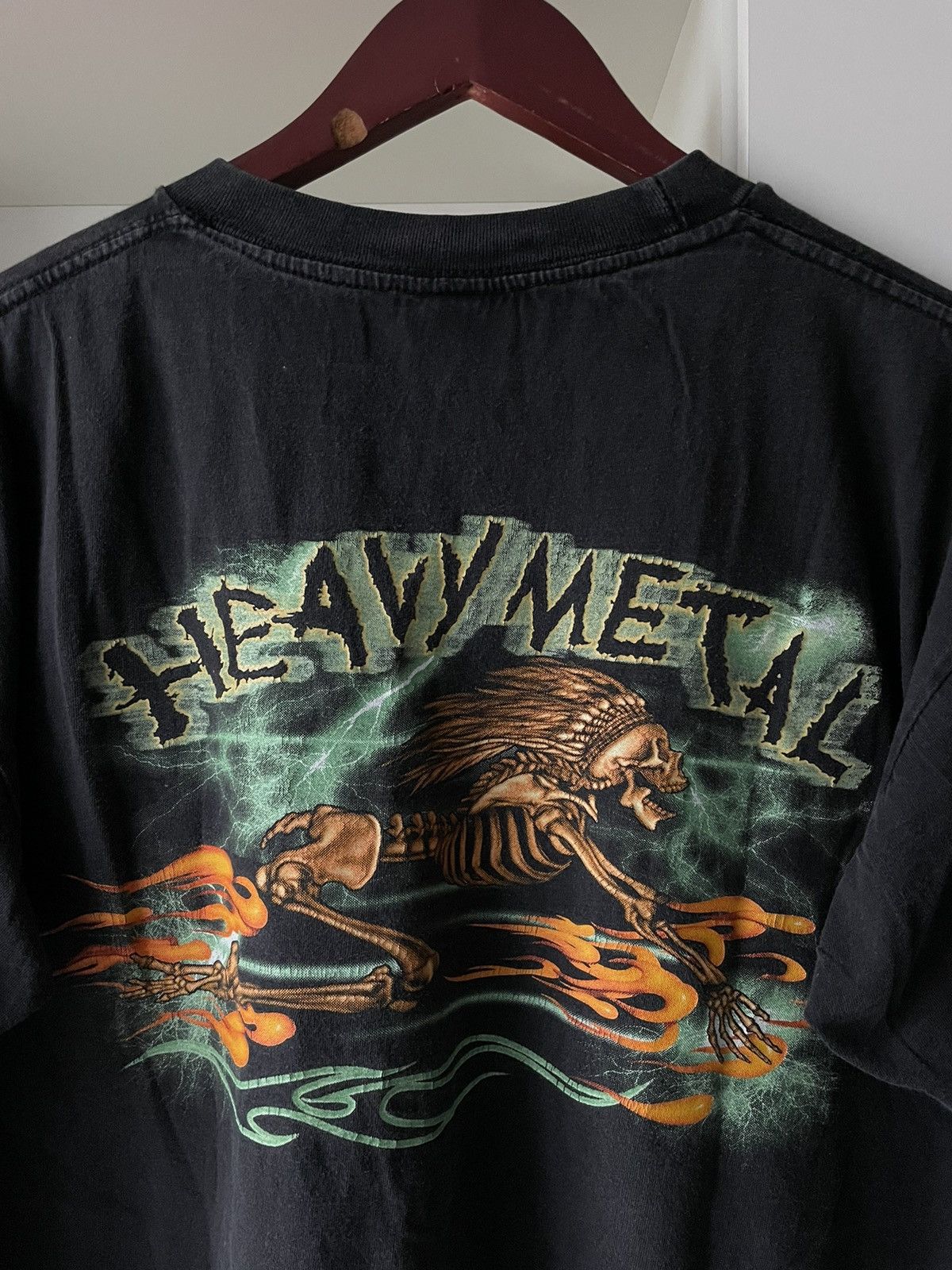 Vintage RARE 90’s Heavy Metal Skull Fire T-Shirt Lightning Punk Size US L / EU 52-54 / 3 - 9 Thumbnail