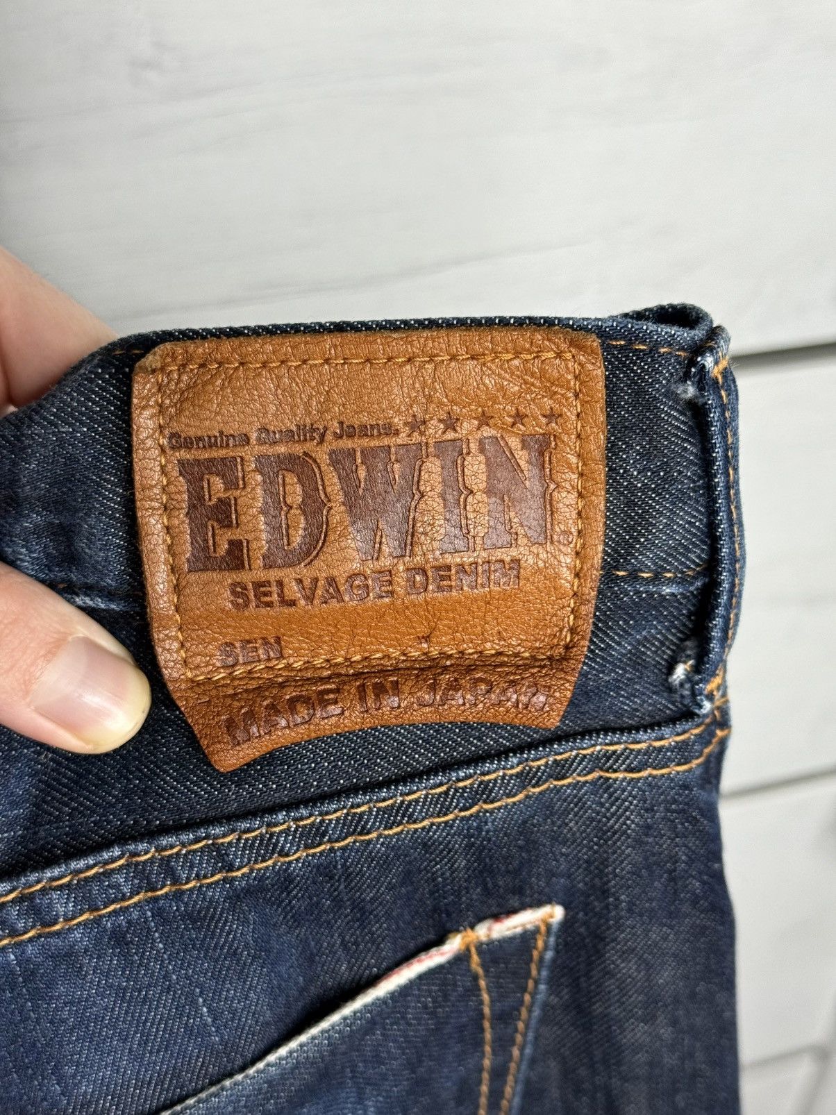 Edwin Edwin Japan SK505 Raw Selvage Denim Cinch Back Vintage Rare Size US 29 - 11 Thumbnail
