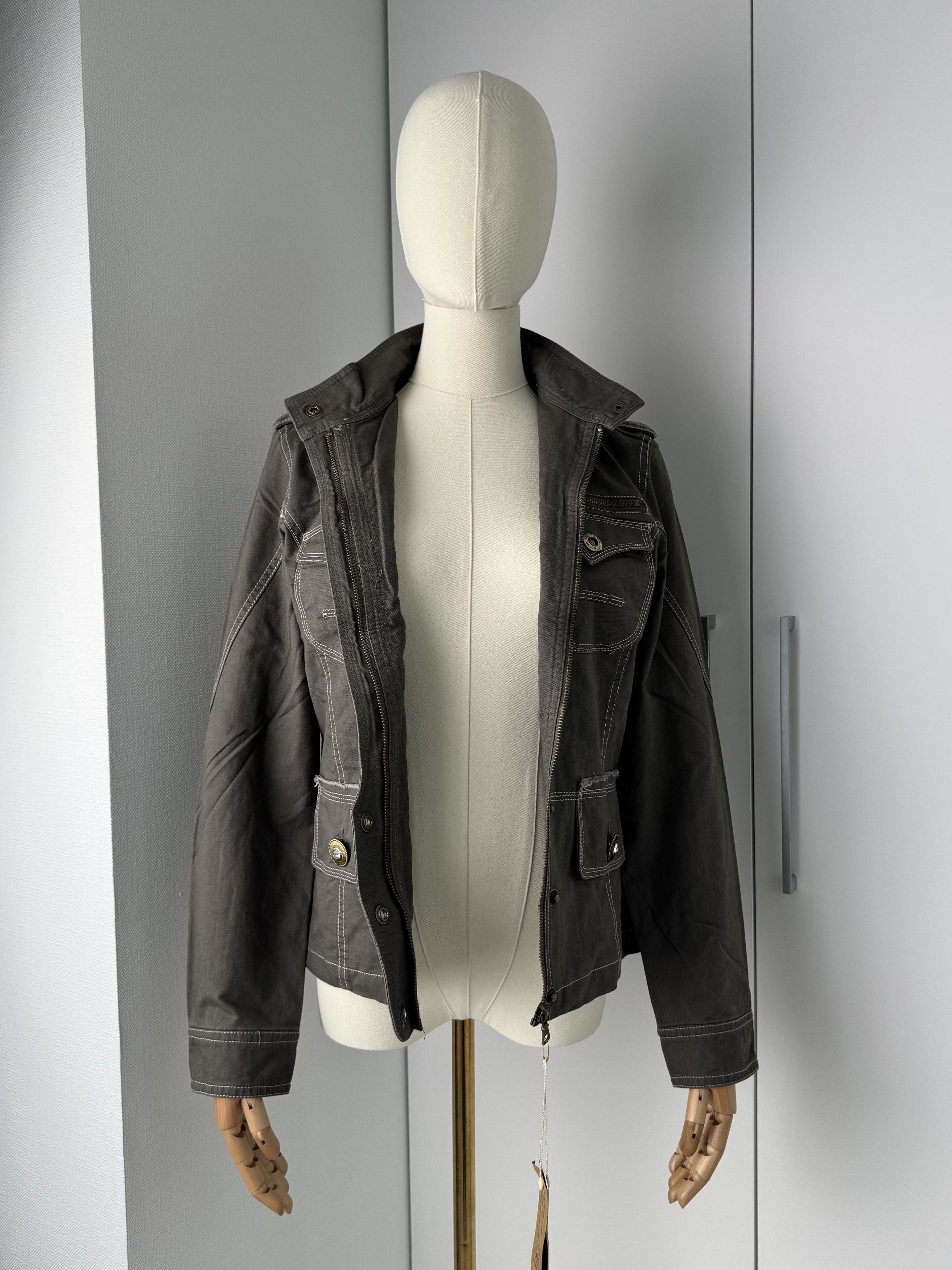 Vintage Women Grey Utility Jacket Y2K Vintage Military Style Coat Size S / US 4 / IT 40 - 3 Thumbnail