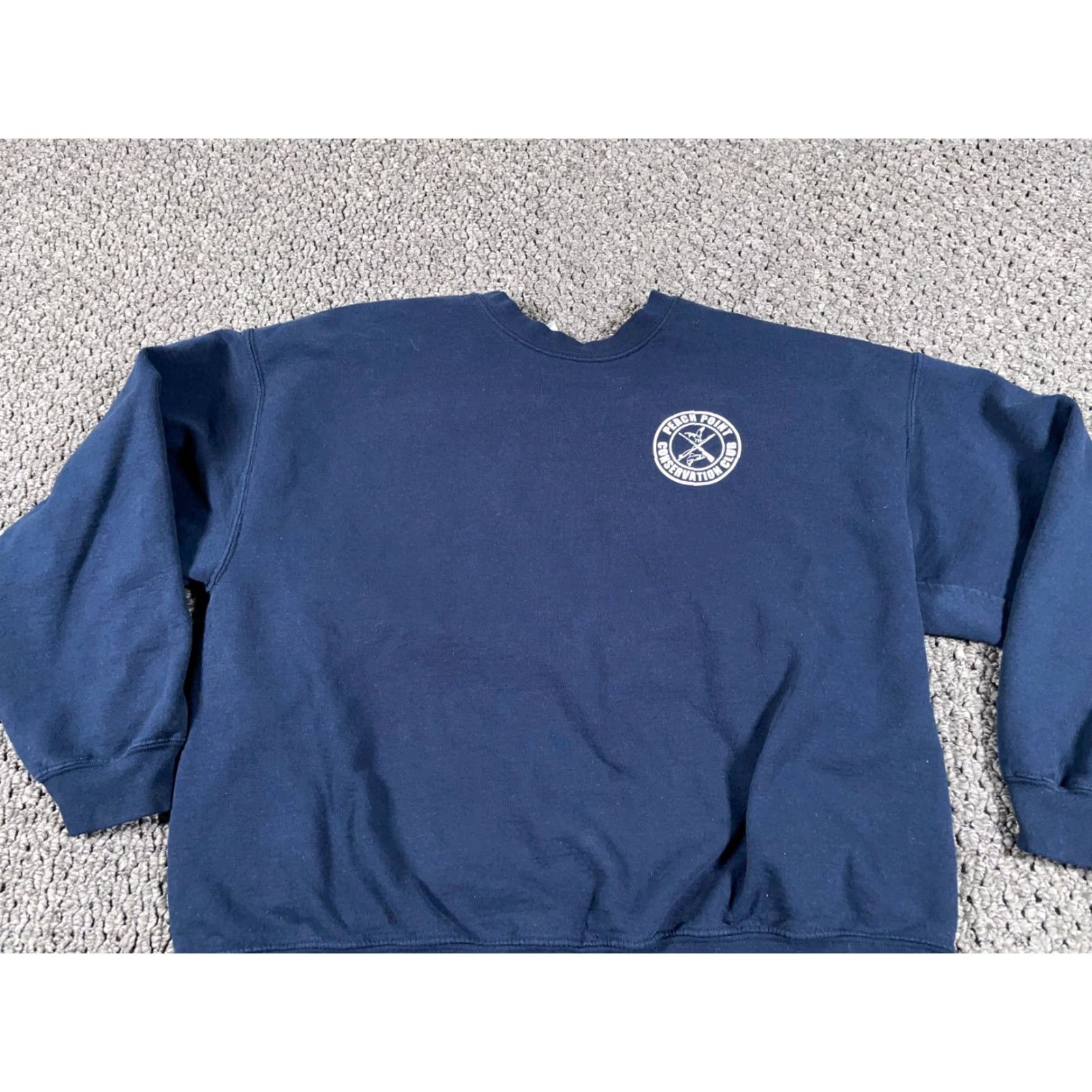 Gildan VINTAGE Retro Michigan Perch Point Conservation Club Sweatshirt Adult XL Dark Blue Boxy Size US XL / EU 56 / 4 - 7 Thumbnail