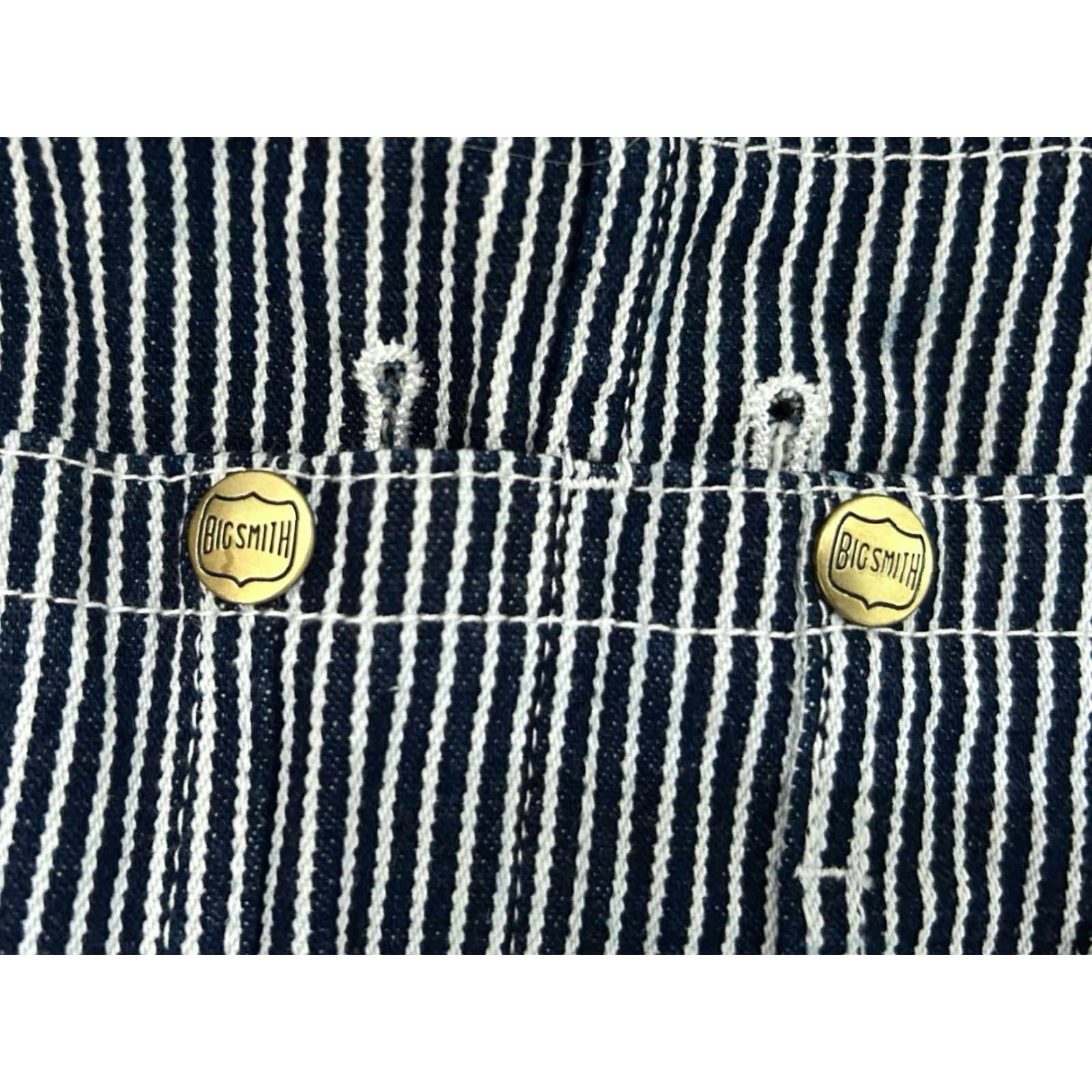 Vintage VINTAGE Big Smith Overalls Shirt Mens 38x30 Blue Striped 2010s Denim Conductor Bib Pants Size US 38 / EU 54 - 3 Thumbnail
