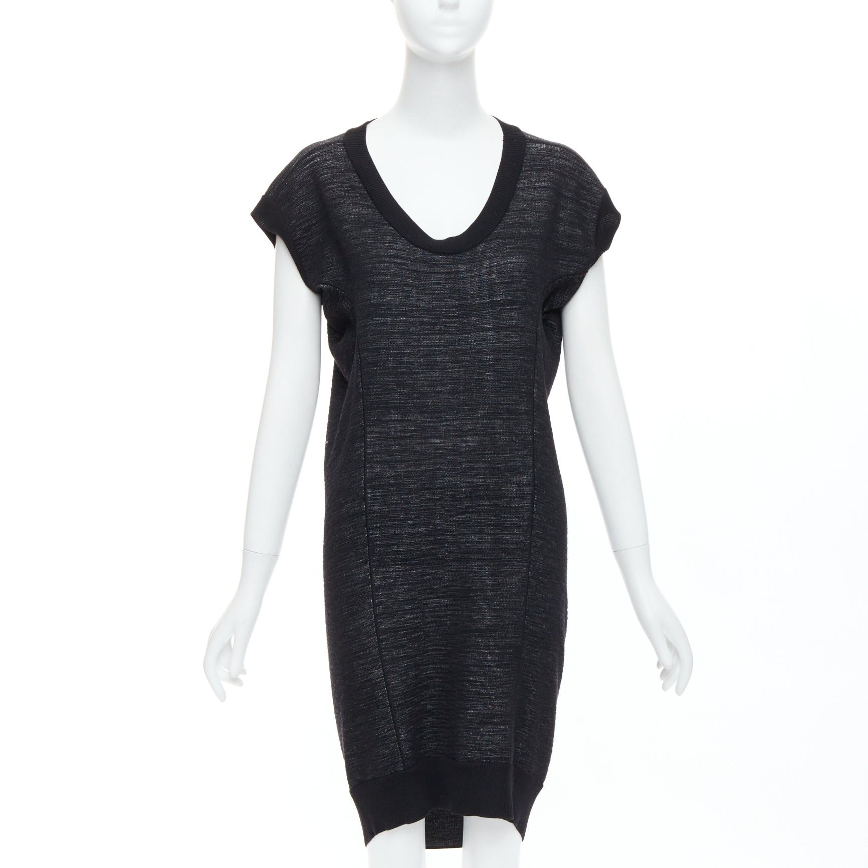 Saint Laurent Paris YVES SAINT LAURENT black superfine merino wool 140 batwing dress S Size S / US 4 / IT 40 - 1 Thumbnail