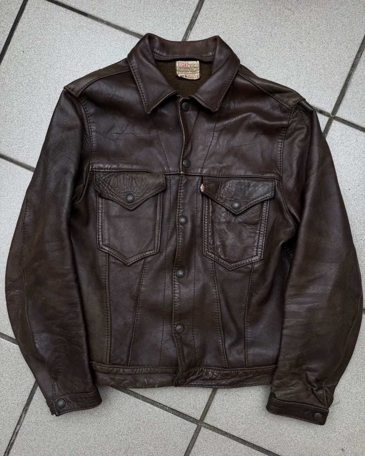 Levi's Vtg 1950s Levi’s ‘short horn’ Big E Leather Jacket Size US S / EU 44-46 / 1 - 1 Thumbnail