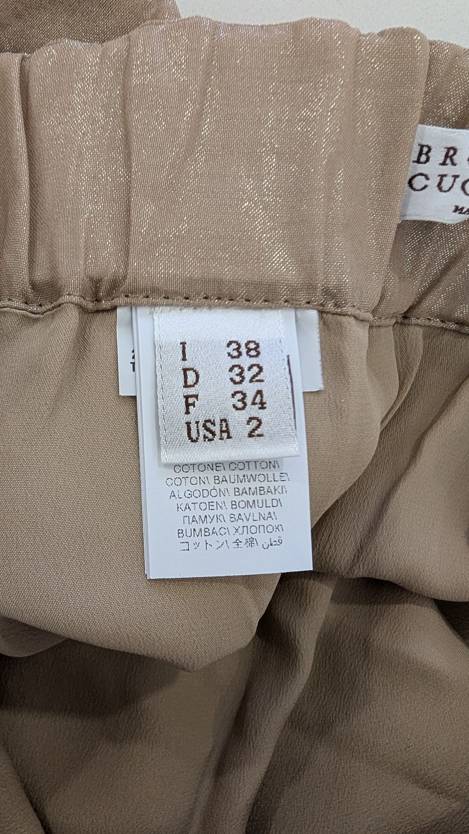 Brunello Cucinelli Brunello Cucinelli Gold Coated Cotton Wrap Skirt IT 38 Size 26" / US 2 / IT 38 - 7 Thumbnail