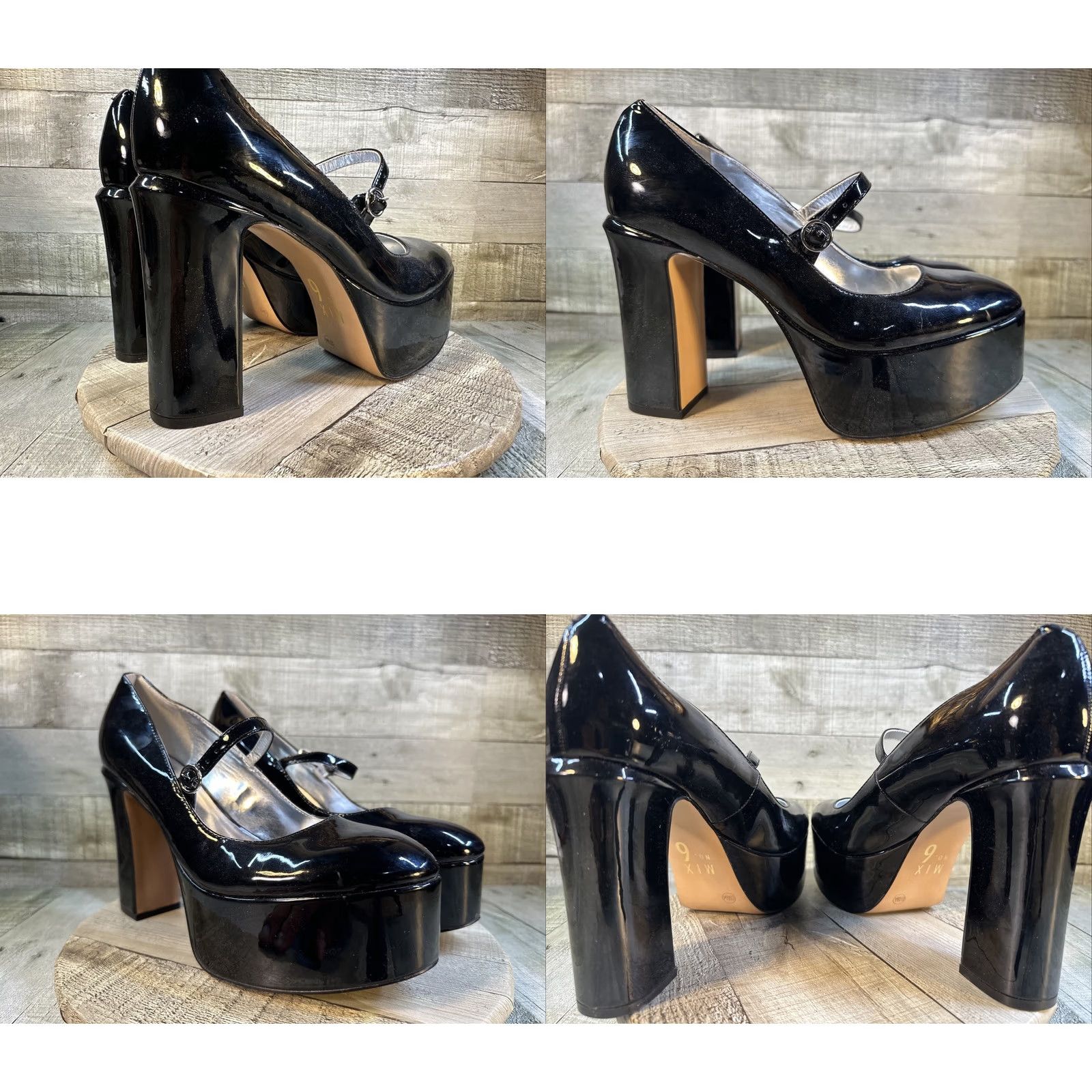 Vintage Mix No. 6 Black Patent Platform Mary Jane Heels Size 8.5 Women’s High Heel Dress Shoes Size M / US 6-8 / IT 42-44 - 8 Thumbnail