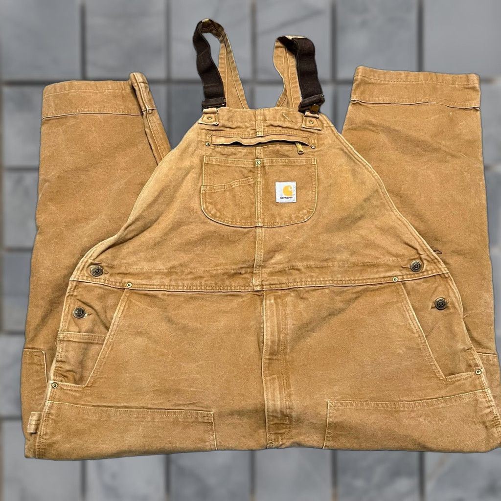 Carhartt VINTAGE Carhartt Duck Bib Overalls Mens 48 x30 USA Double Knee 102776 Brown Big & Tall Mens Size US 32 / EU 48 - 1 Thumbnail