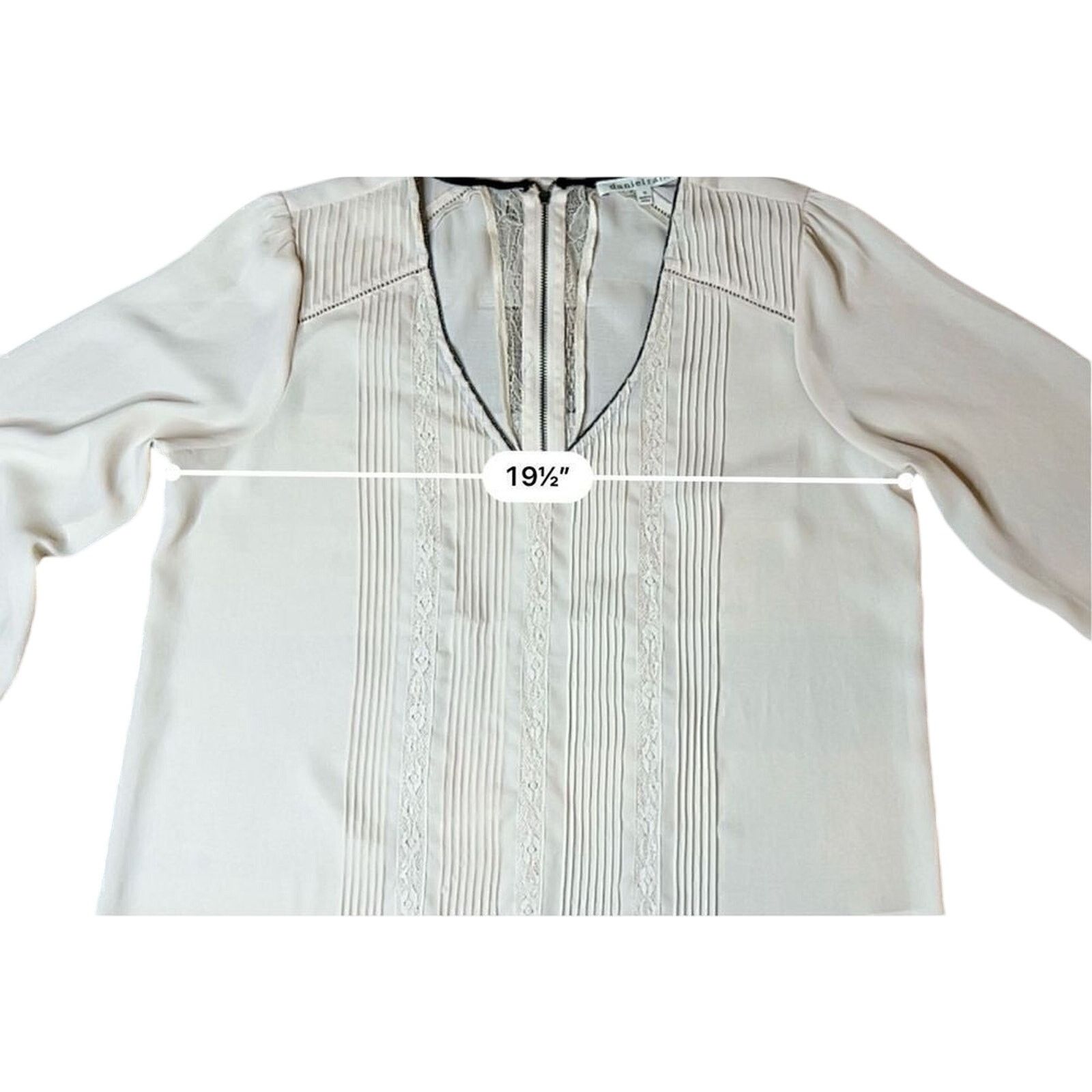Other Daniel Rainn Sheer Pleated Cream Blouse MEDIUM Cottage Size M / US 6-8 / IT 42-44 - 6 Thumbnail