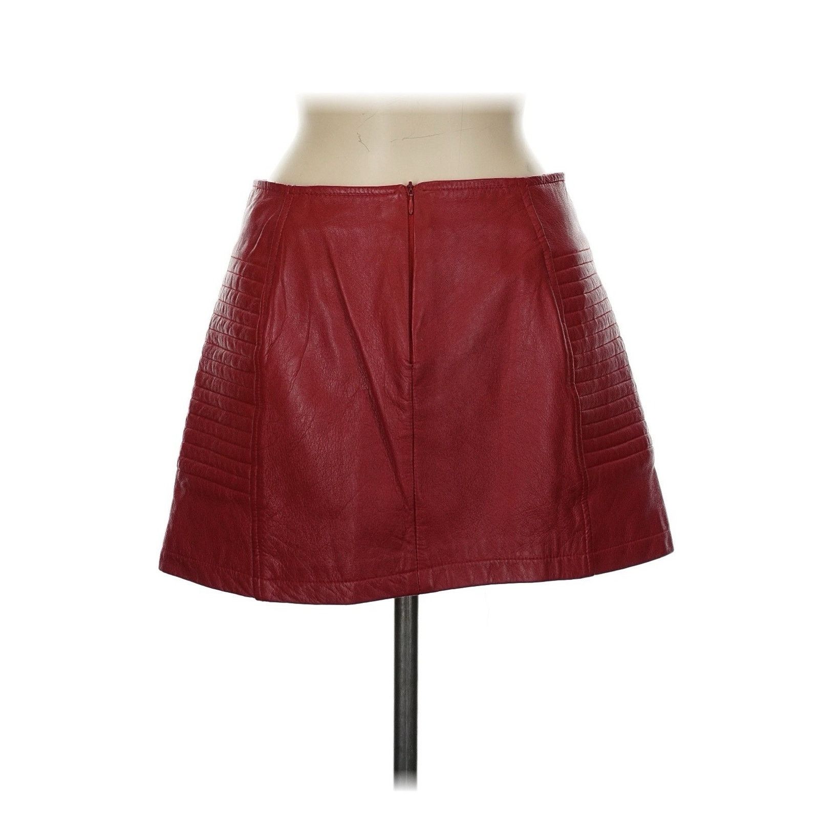 Other William B Red Leather Mini Skirt Silk Lined M Size 28" / US 6 / IT 42 - 2 Thumbnail