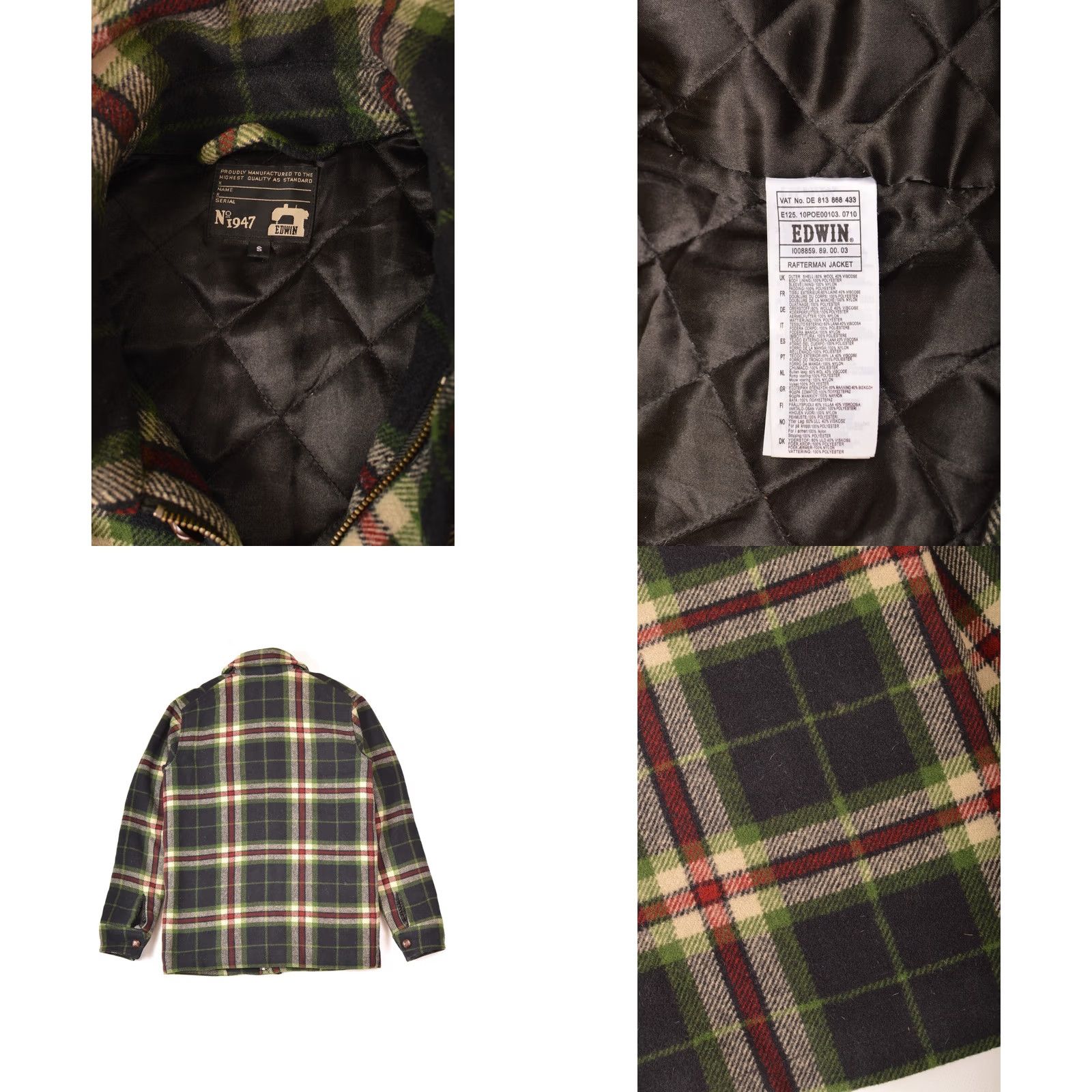 Edwin Edwin Rafterman Plaid Insulated Jacket Mens Size S Multicolor Wool 60% / 40% Pea Coat Year/Style: Used, Regular Fit S Size US S / EU 44-46 / 1 - 8 Thumbnail