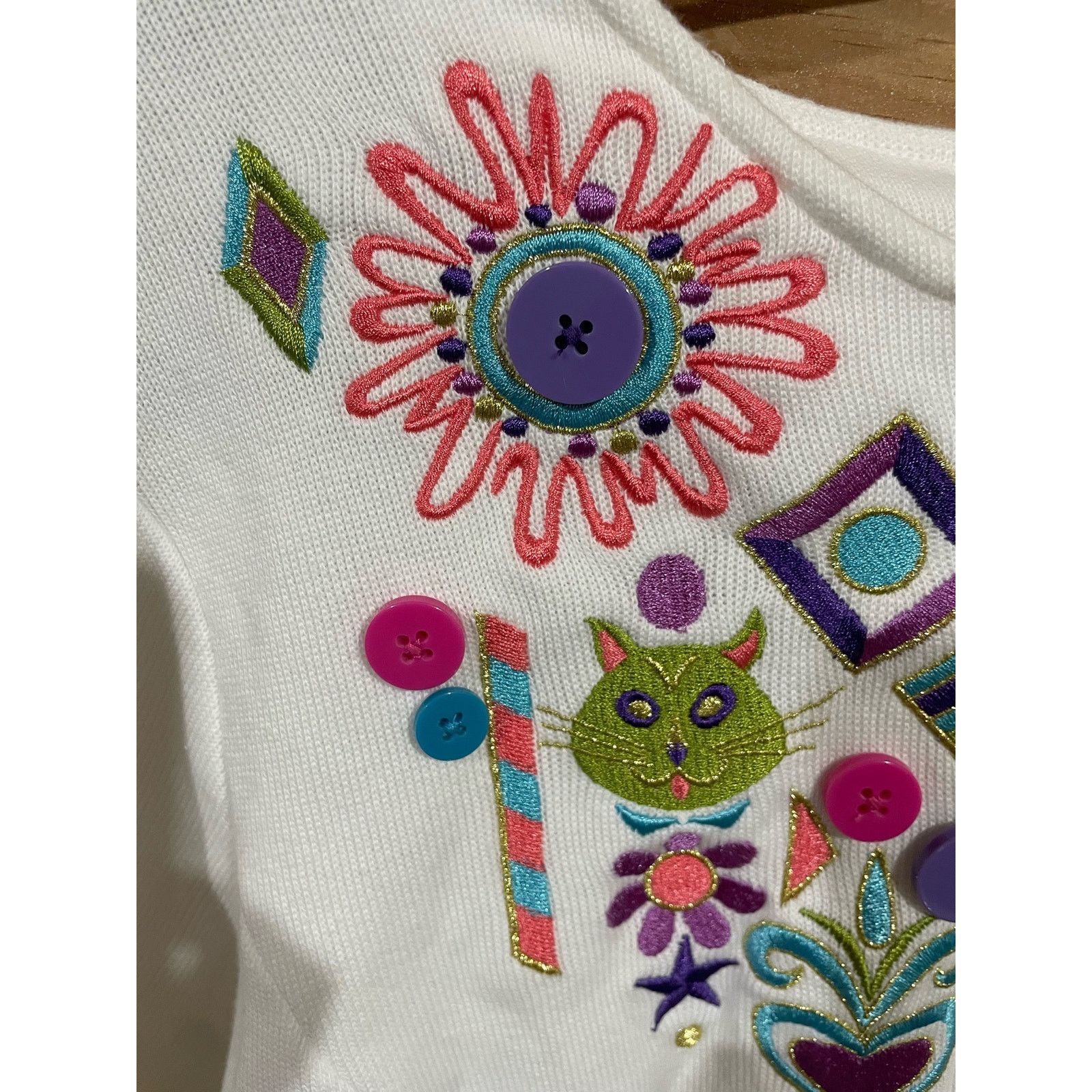 Bob Mackie Wearable Art Zip Up Sweater, size XL