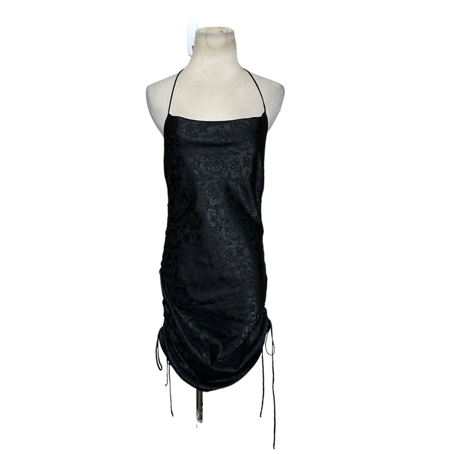 Revolve Resa black halter sheath ruched dress size XS