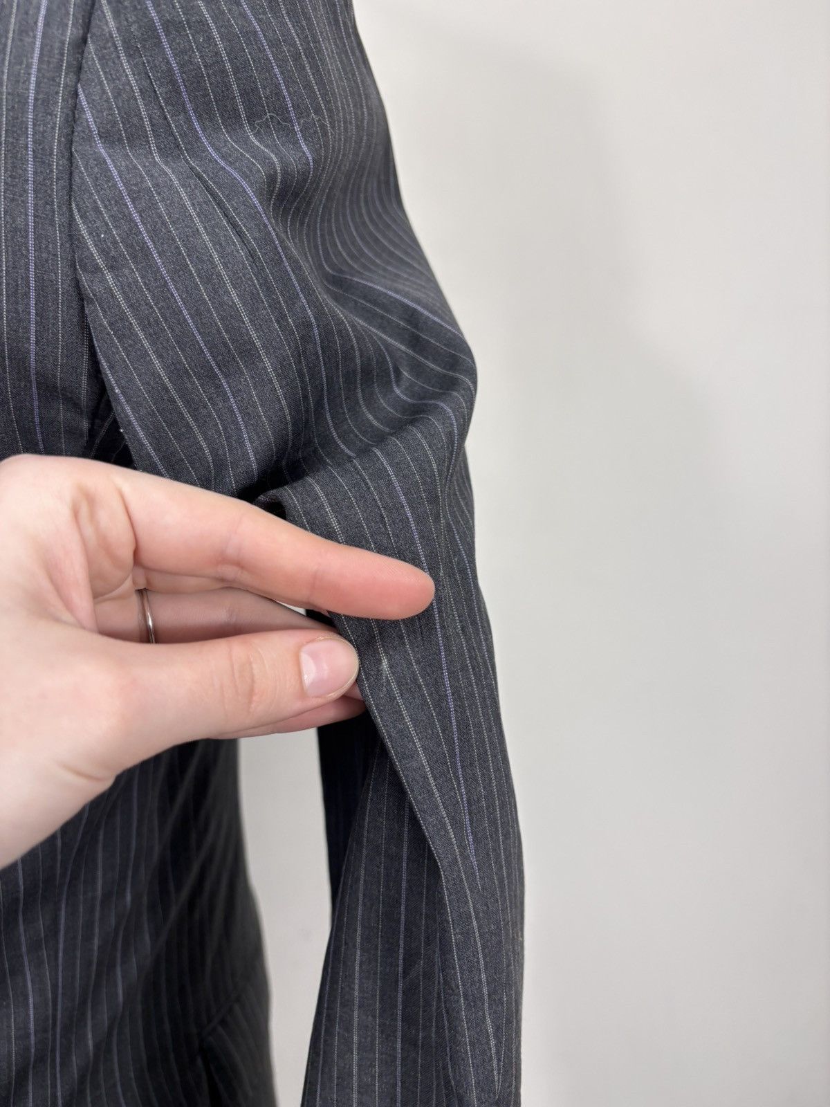 Z Zegna Ermenegildo Z Zegna Men’s Striped Grey Wool Blazer Jacket Size 40R - 12 Thumbnail