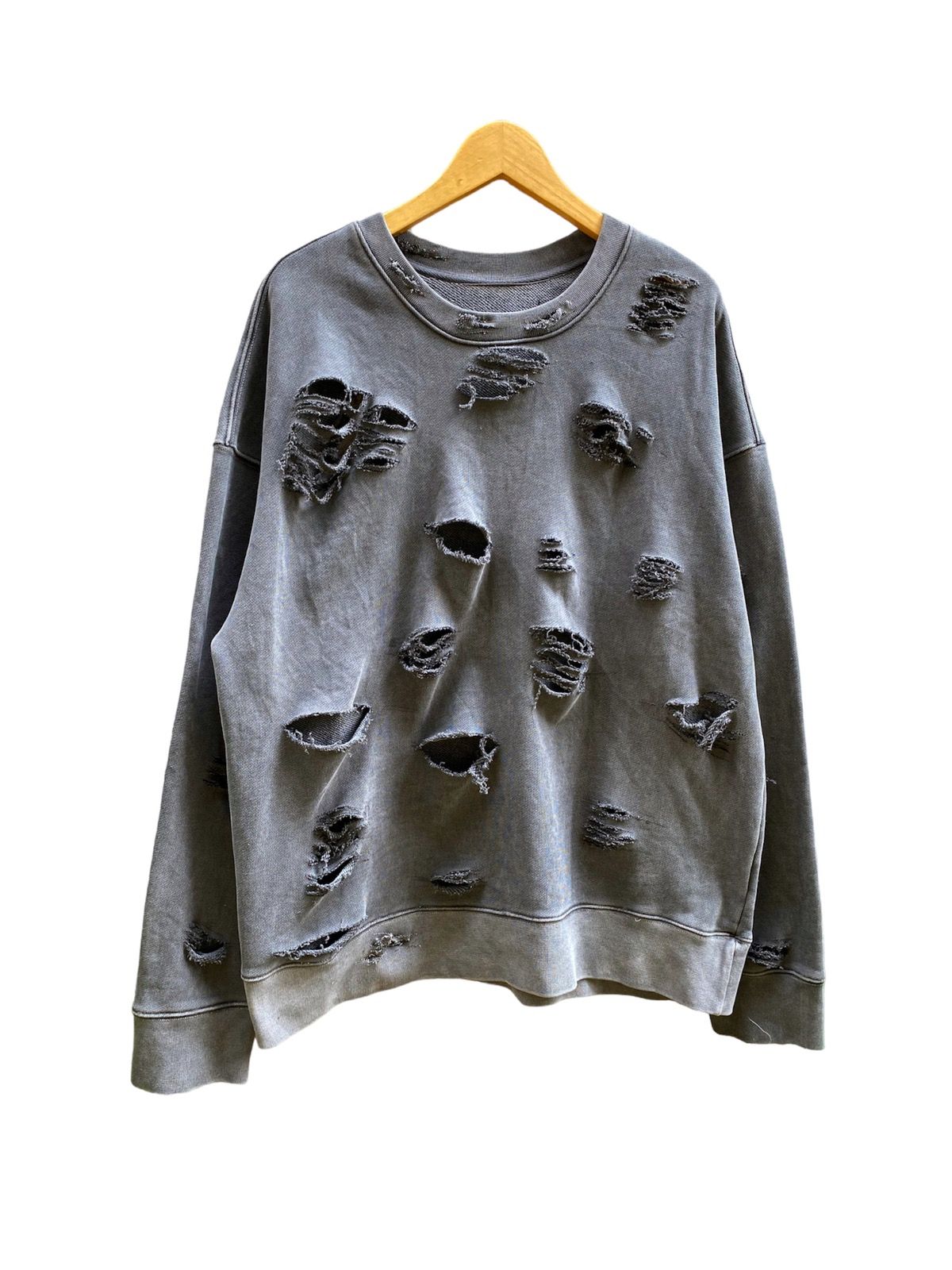 Pre-owned 14th Addiction X If Six Was Nine Attentionrow Distressed Grunge Washed Sweatshirt In Grey