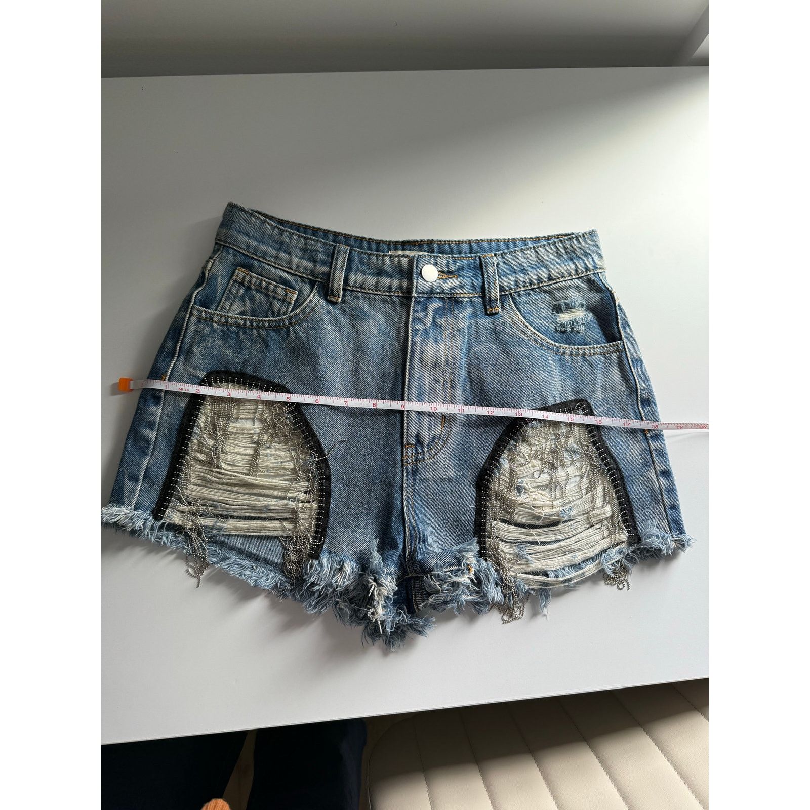 Free People $80 New POL Boho Embellished Jean shorts - Small Size 27" / US 4 / IT 40 - 12 Thumbnail