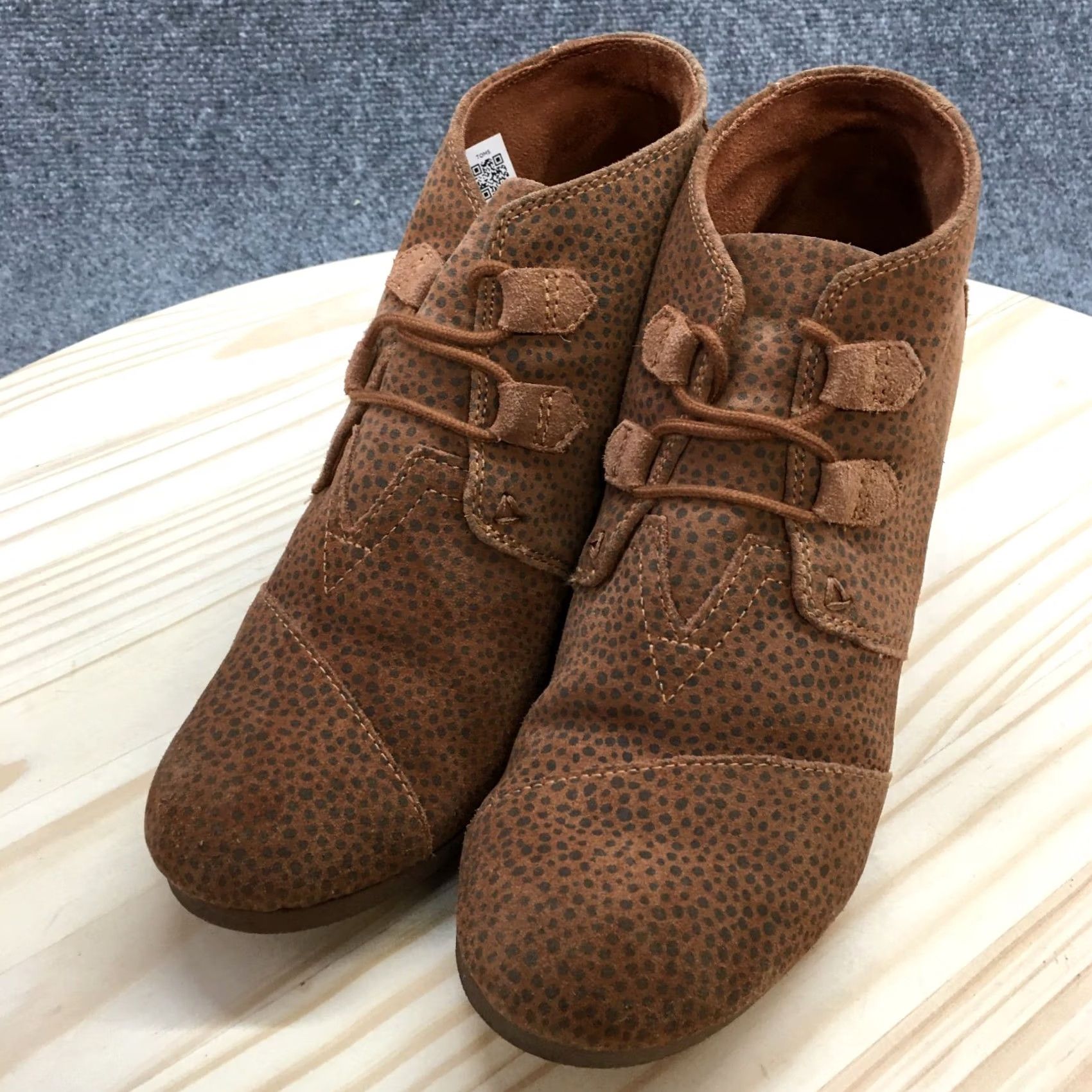 Toms TOMS Boots Womens 9 Kala Ankle Bootie Brown Lace Up Casual Wedge Heels Size US 9 / IT 39 - 3 Thumbnail