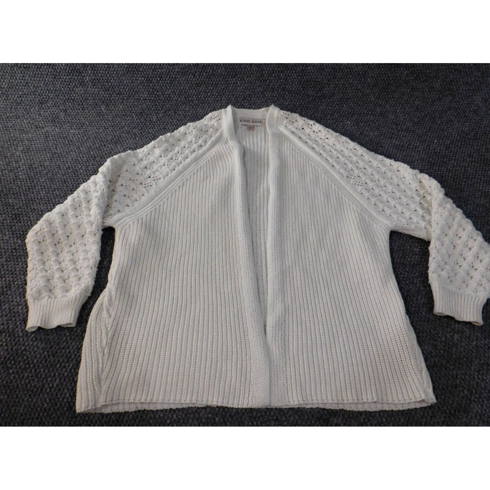 Vintage Knox Rose Cardigan Sweater White L Womens Crew Neck Open Knit Classic Casual Size L / US 10 / IT 46 - 2 Thumbnail
