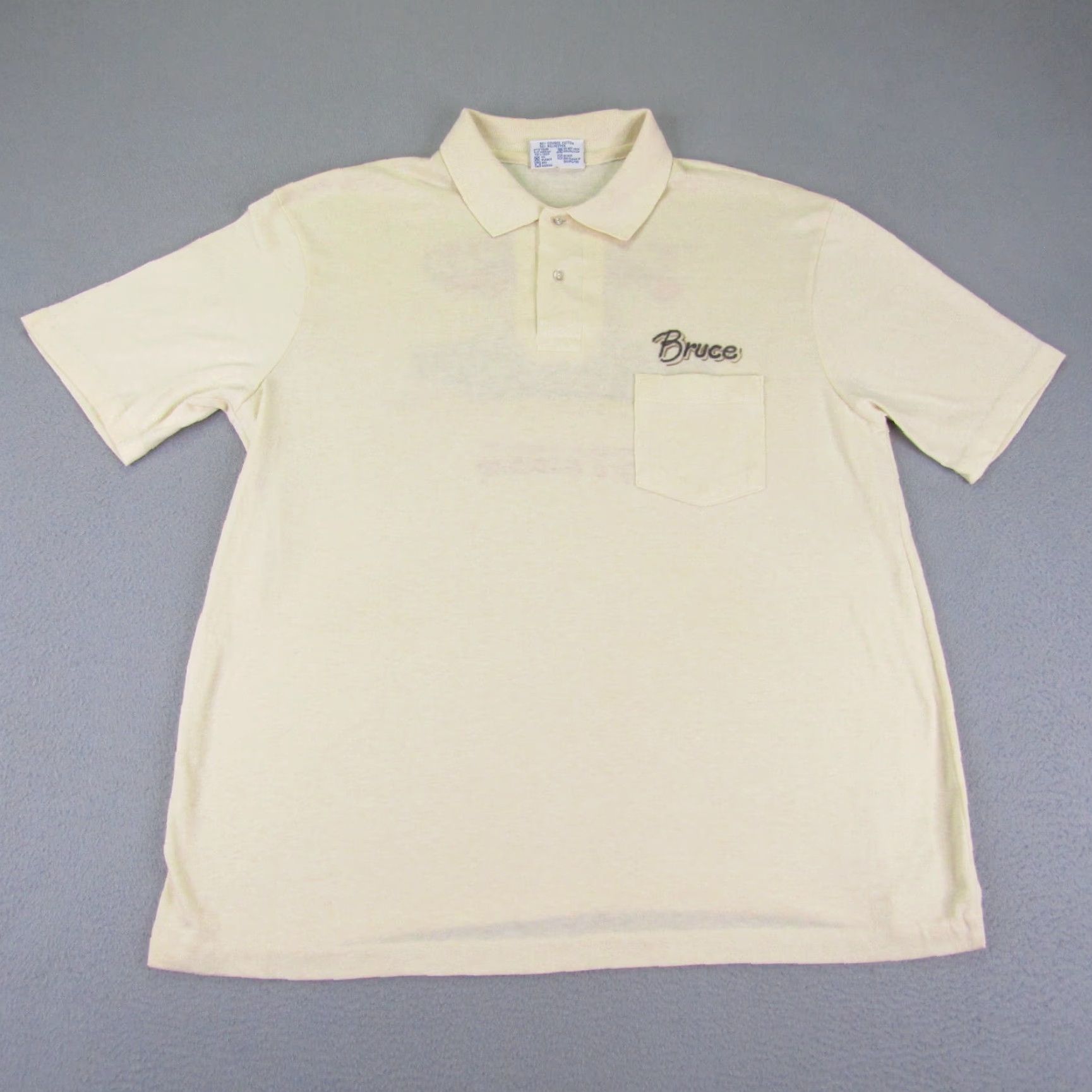 Hanes VINTAGE Hanes Polo Shirt Mens XL Beige 1954 80s Ford Skyliner Cars Classic Casual Polo Size US XL / EU 56 / 4 - 2 Thumbnail