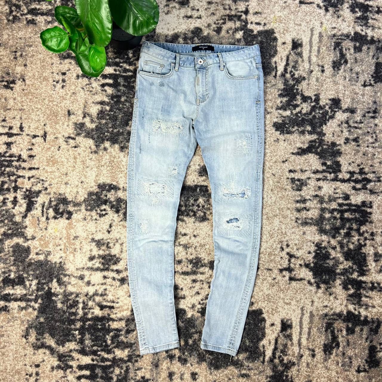 Represent Clo. Represent Distressed Style Blue Denim Jeans Streetwear Y2K Size US 34 / EU 50 - 1 Thumbnail