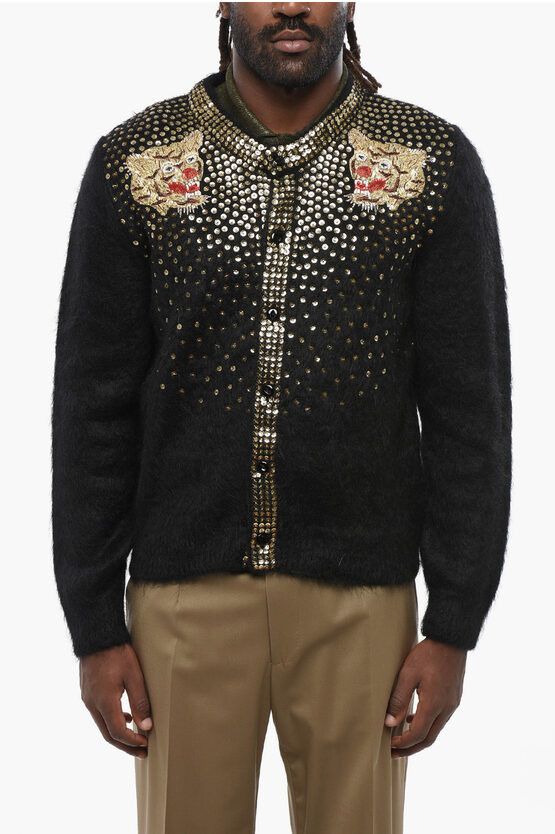 Celine Crew-neck Cardigan Embellished with Sequins Size US L / EU 52-54 / 3 - 1 Thumbnail
