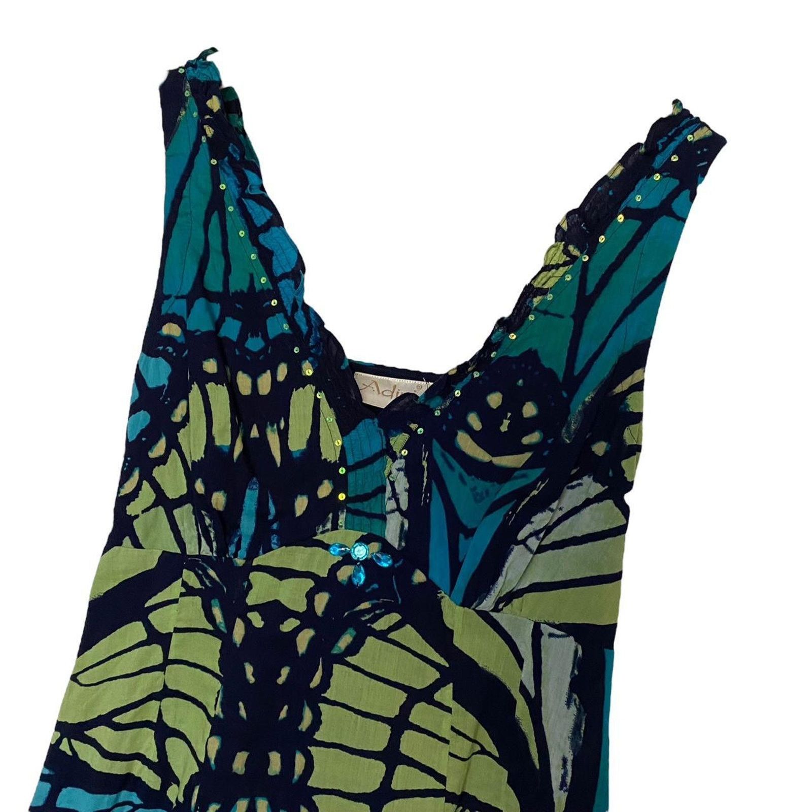 Other × Vintage Adini Y2K Vintage Butterfly Boho Summer Maxi Dress UK Size 8 Size S / US 4 / IT 40 - 2 Thumbnail