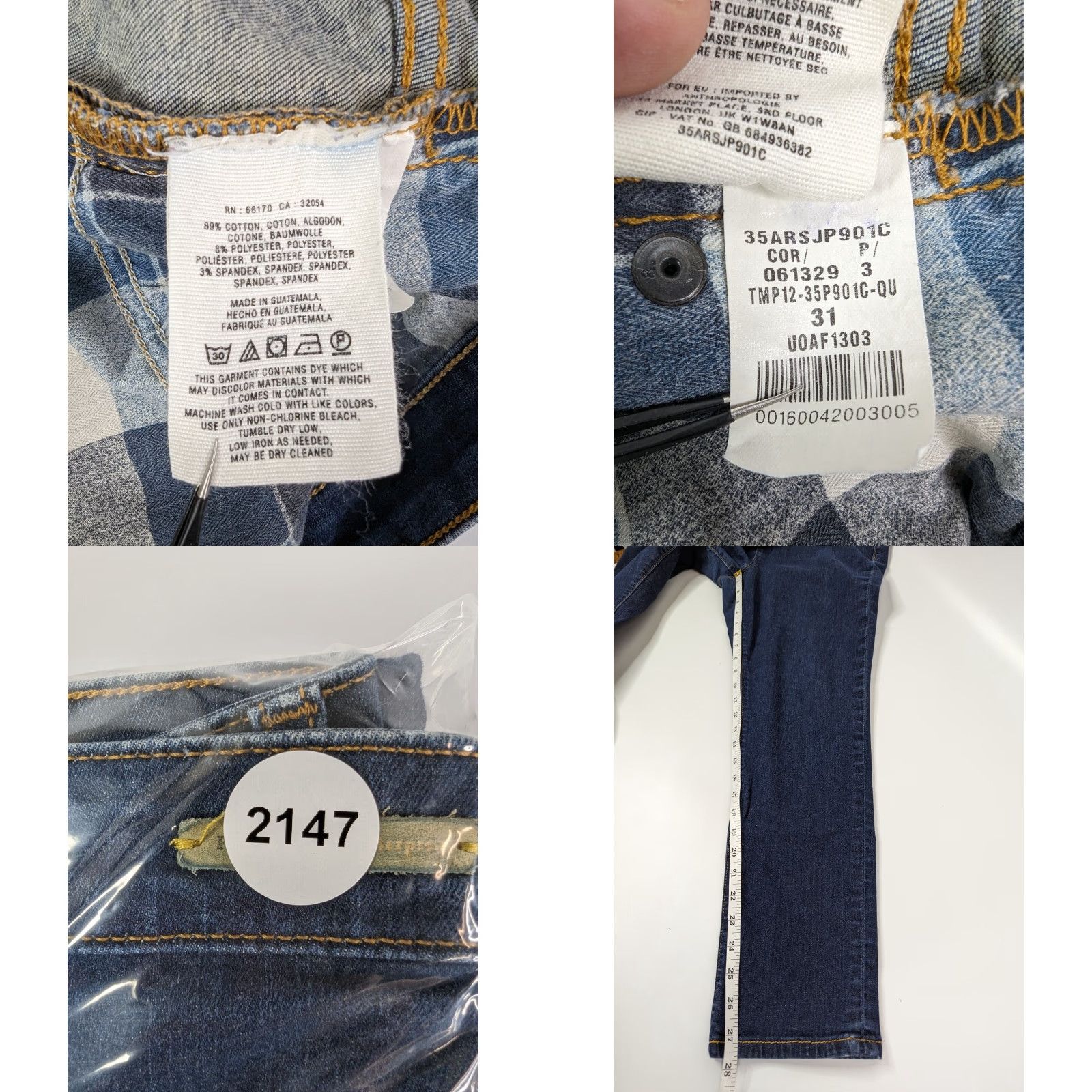 Anthropologie Anthropologie Pilcro & The Letterpress Serif Fit Dark Wash Jeans Size 31 - Women's Denim Skinny Jeans Blue Solid Zip Size 24" / US 00 / IT 34 - 8 Thumbnail