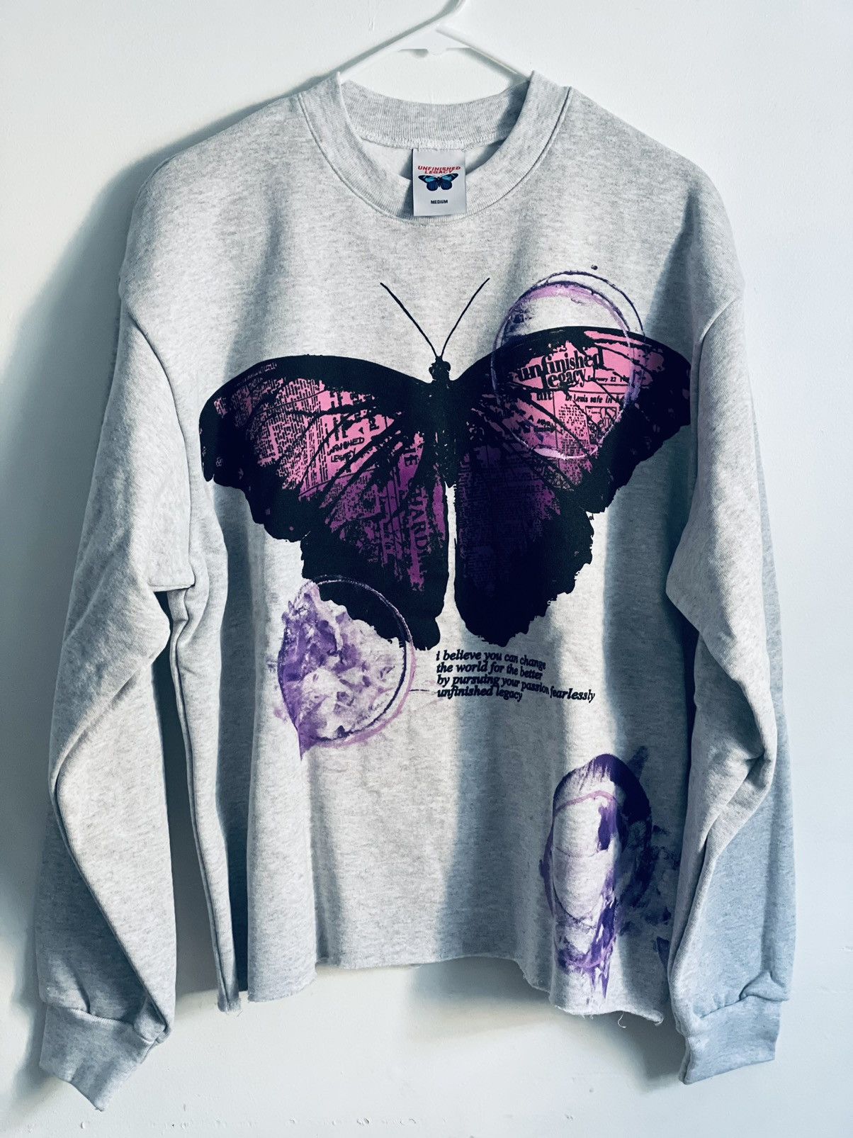 image of Unfinished Legacy Purple Emperor Crewneck in Grey, Men's (Size Medium)
