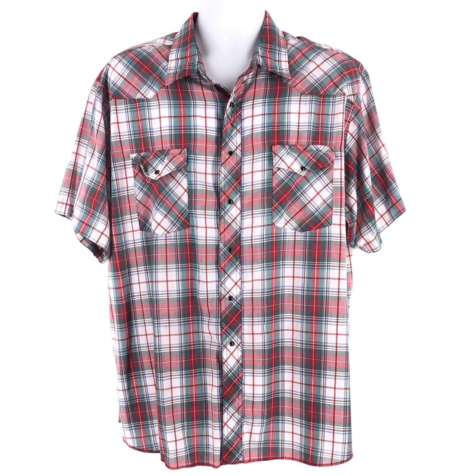 Vintage 90s snap western shirt short sleeve plaid 1990s vintage Size US XXL / EU 58 / 5 - 1 Thumbnail