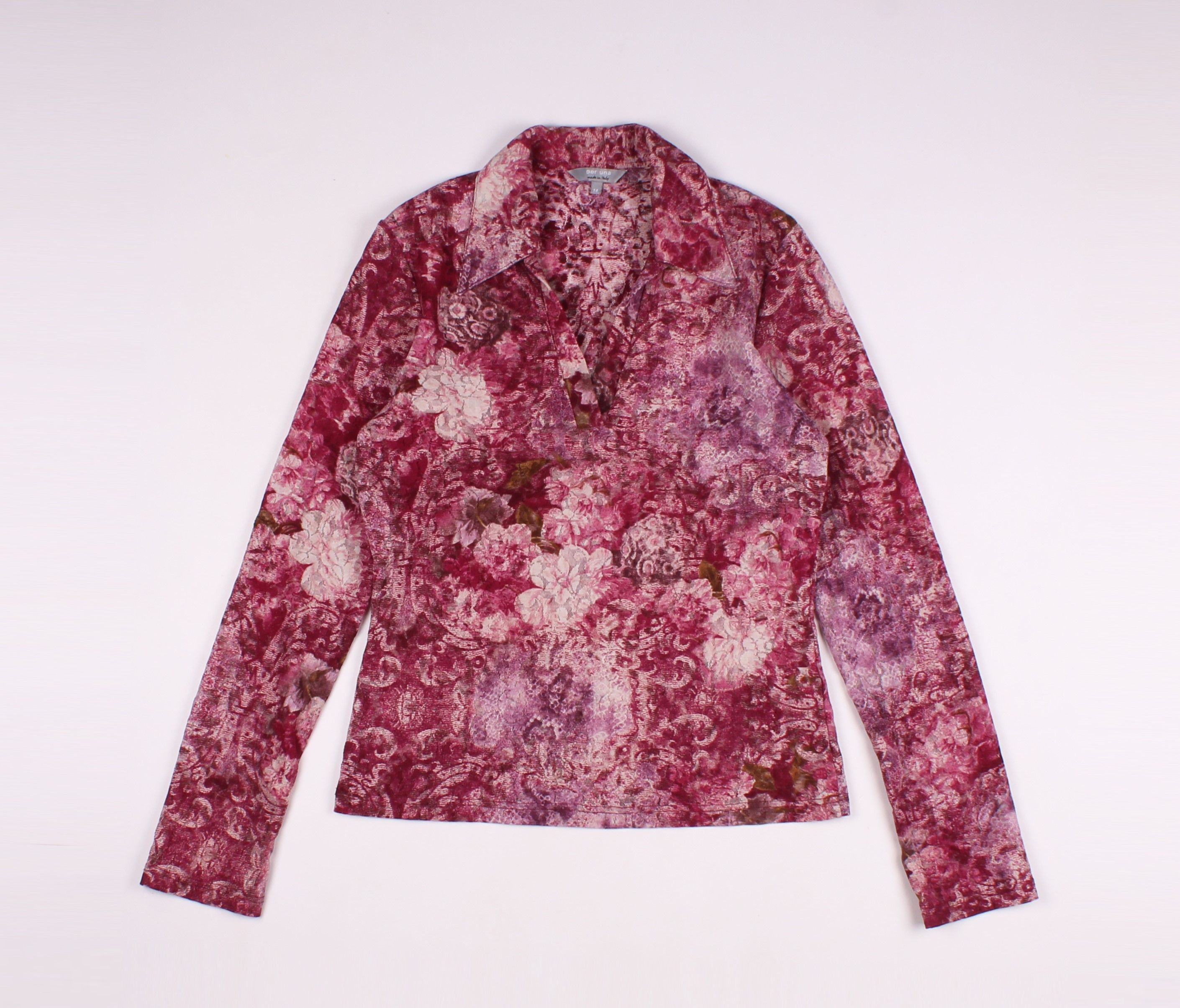 Vintage Vintage Per Una Italian Mesh Floral Long Sleeve Shirt Top Size L / US 10 / IT 46 - 1 Thumbnail