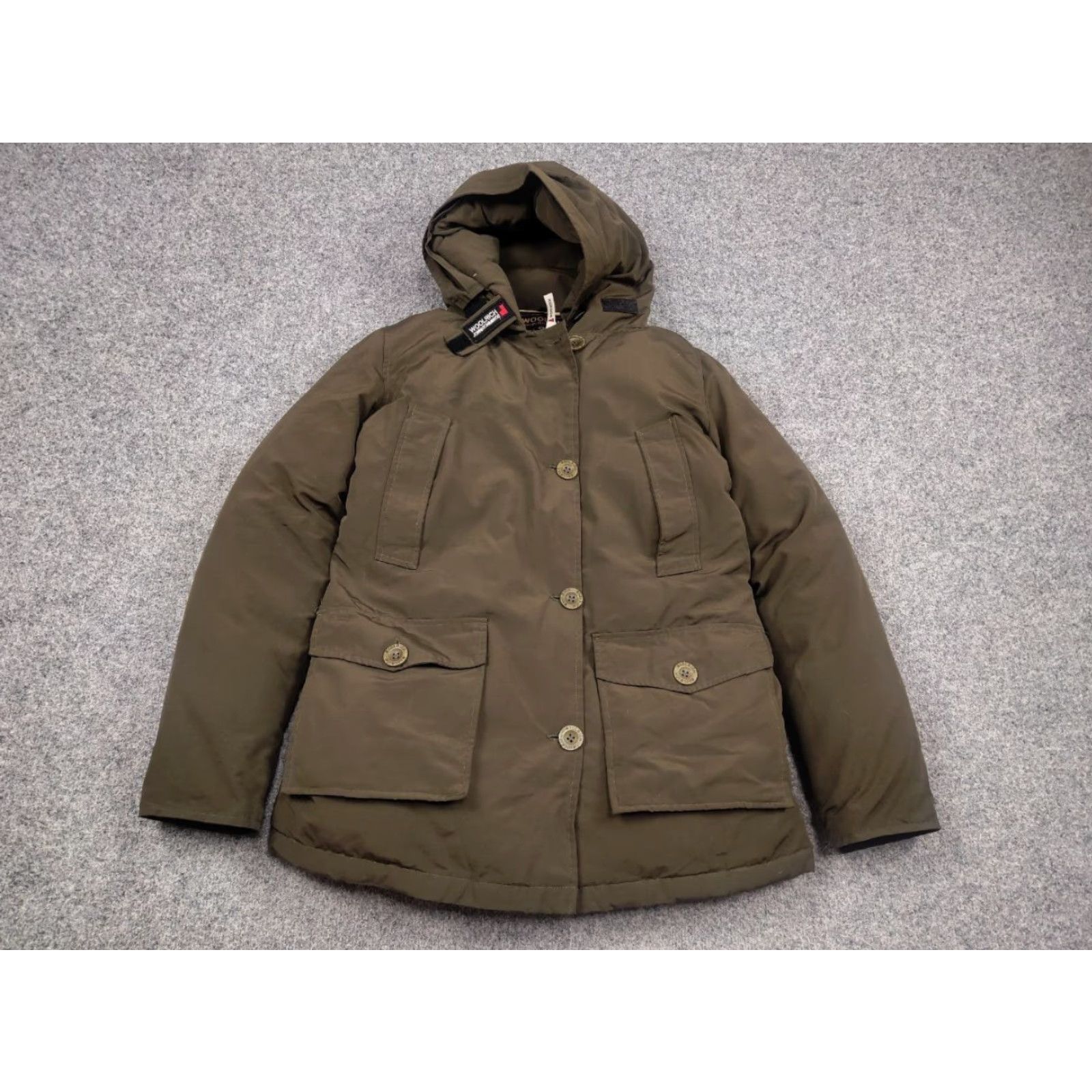 Vintage Woolrich Arctic Parka Womens Jacket Down Hooded 4 Pocket Nylon Canvas Green Winter Medium Regular Size M / US 6-8 / IT 42-44 - 5 Thumbnail