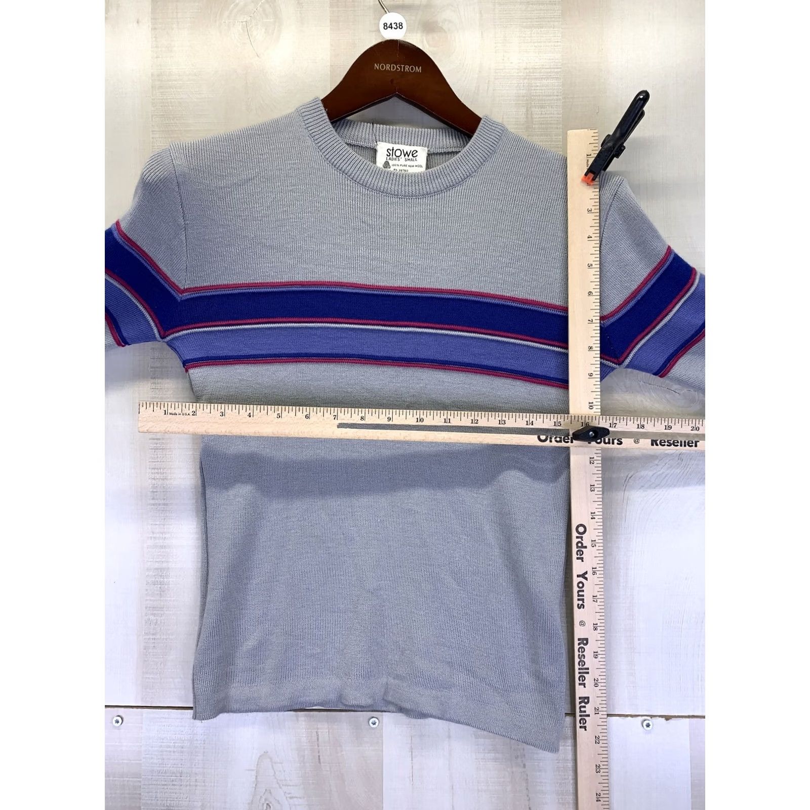 Vintage VINTAGE Stowe Shirt Ladies Small 1980s Wool Knit Sweater Top Gray Blue Womens Size S / US 4 / IT 40 - 3 Thumbnail