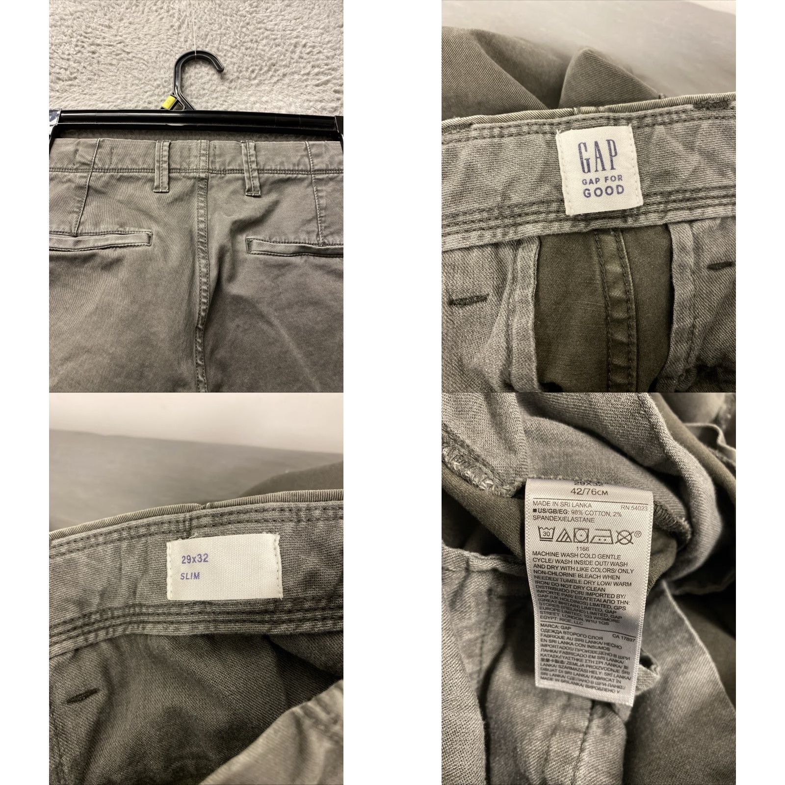 Gap GAP Pants Men Slim Chino 30x32 Gray Stretch Straight Leg Casual Workwear 5-Pocket City Preppy Modern Mens Size US 30 / EU 46 - 8 Thumbnail