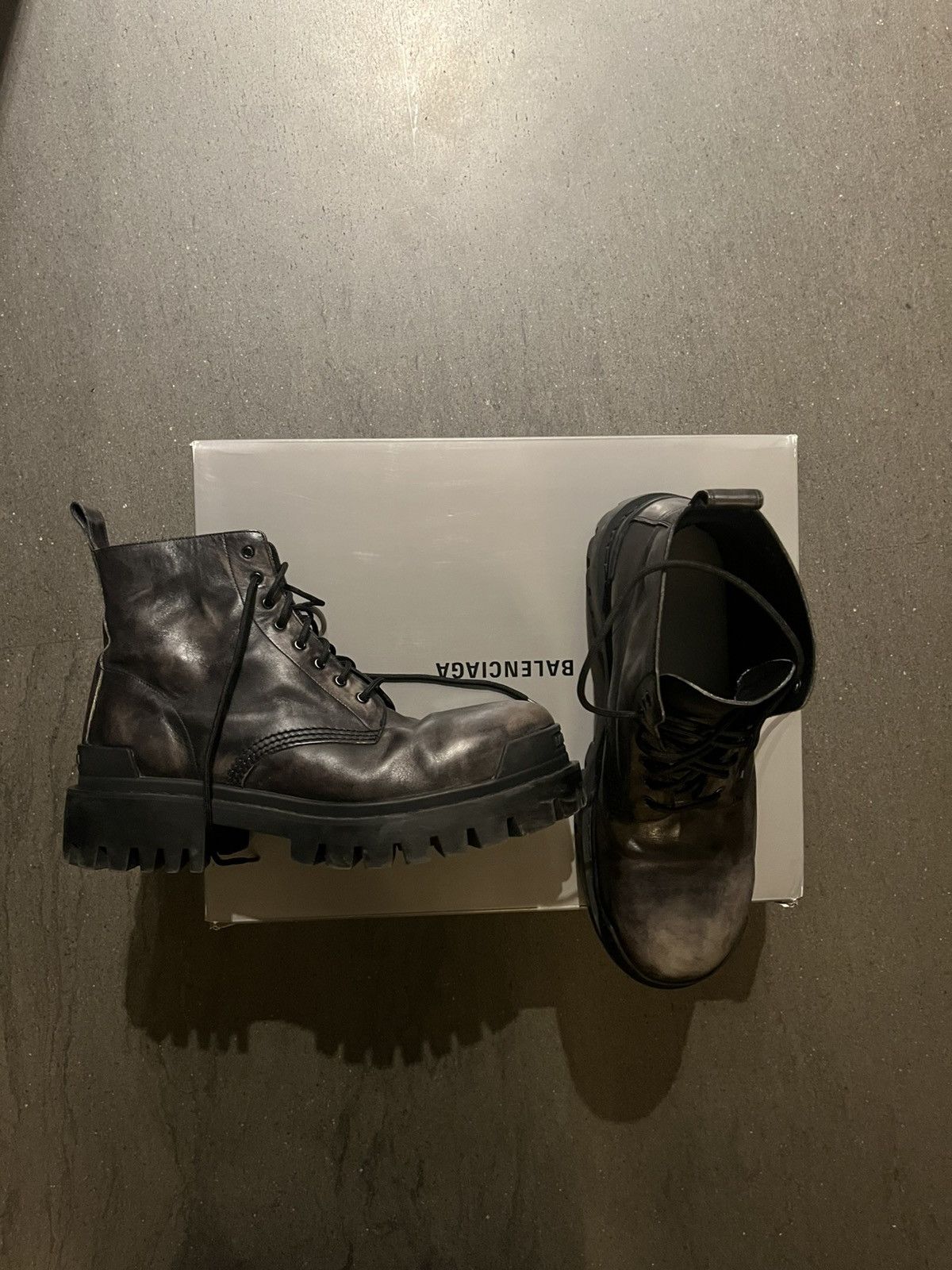 Balenciaga Balenciaga tractor stomper lace up bootie zip